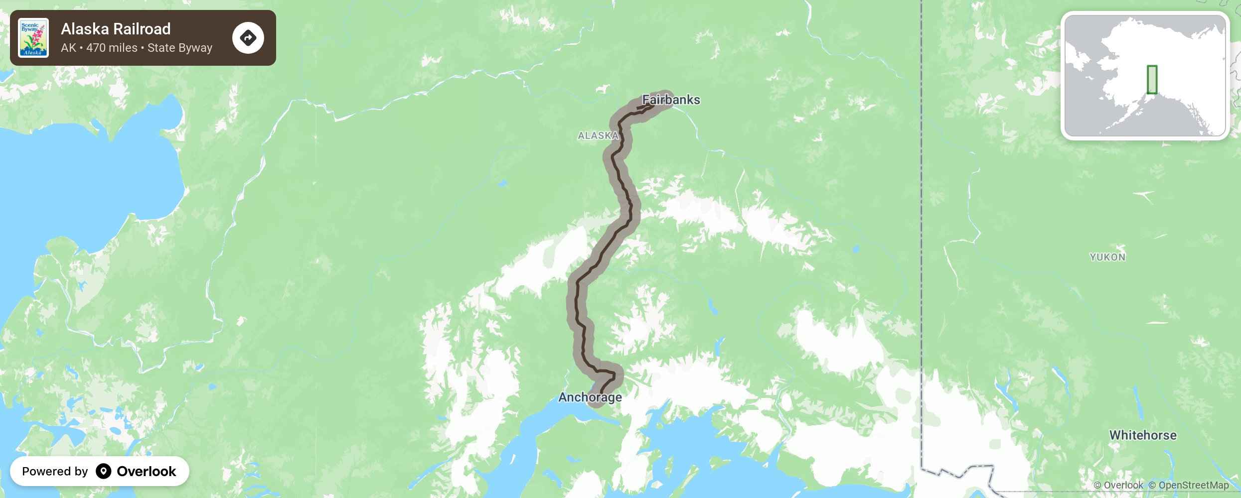 Map of Alaska Railroad - scenic route