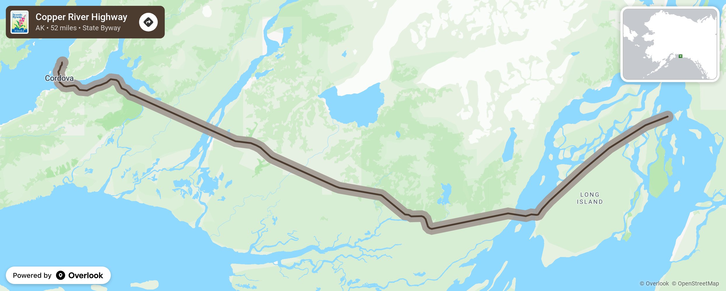 Map of Copper River Highway - scenic route