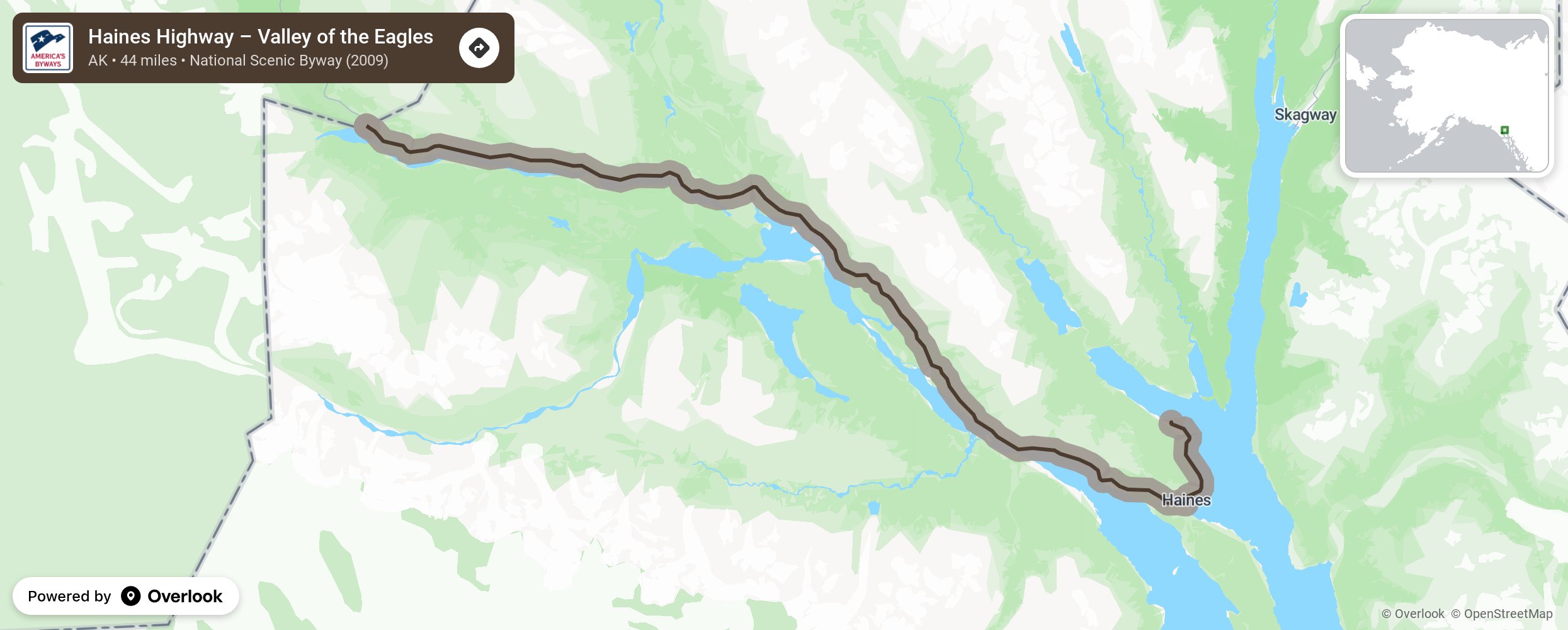 Map of Haines Highway – Valley of the Eagles - scenic route