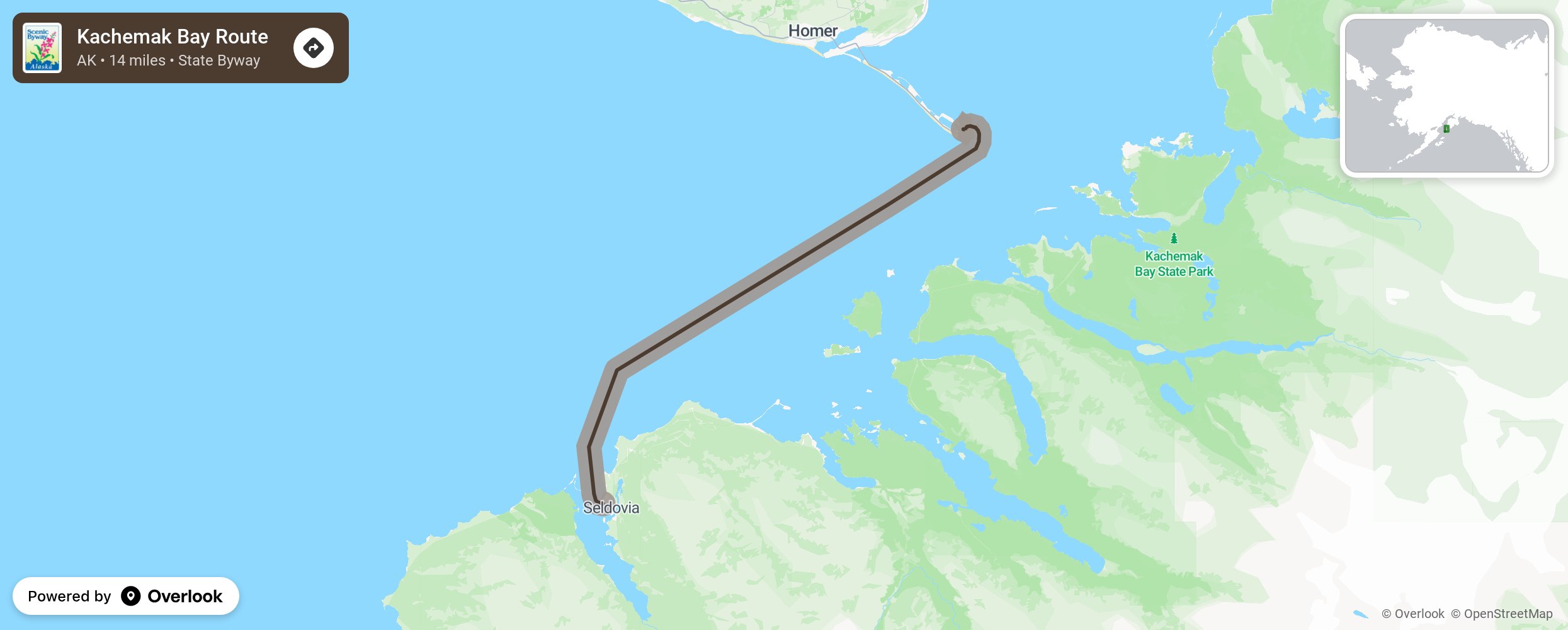 Map of Kachemak Bay Route - scenic route