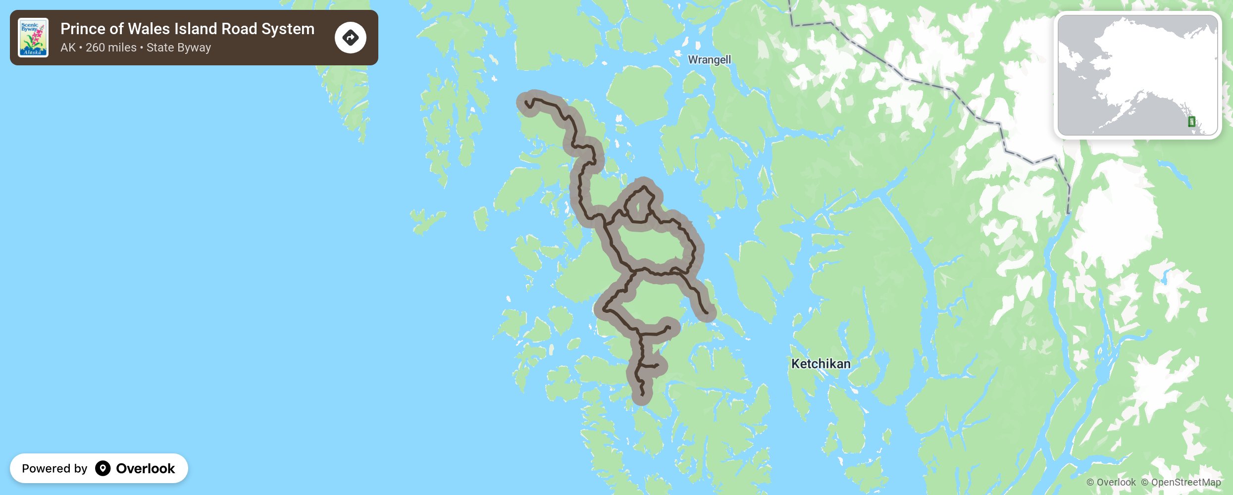 Map of Prince of Wales Island Road System - scenic route