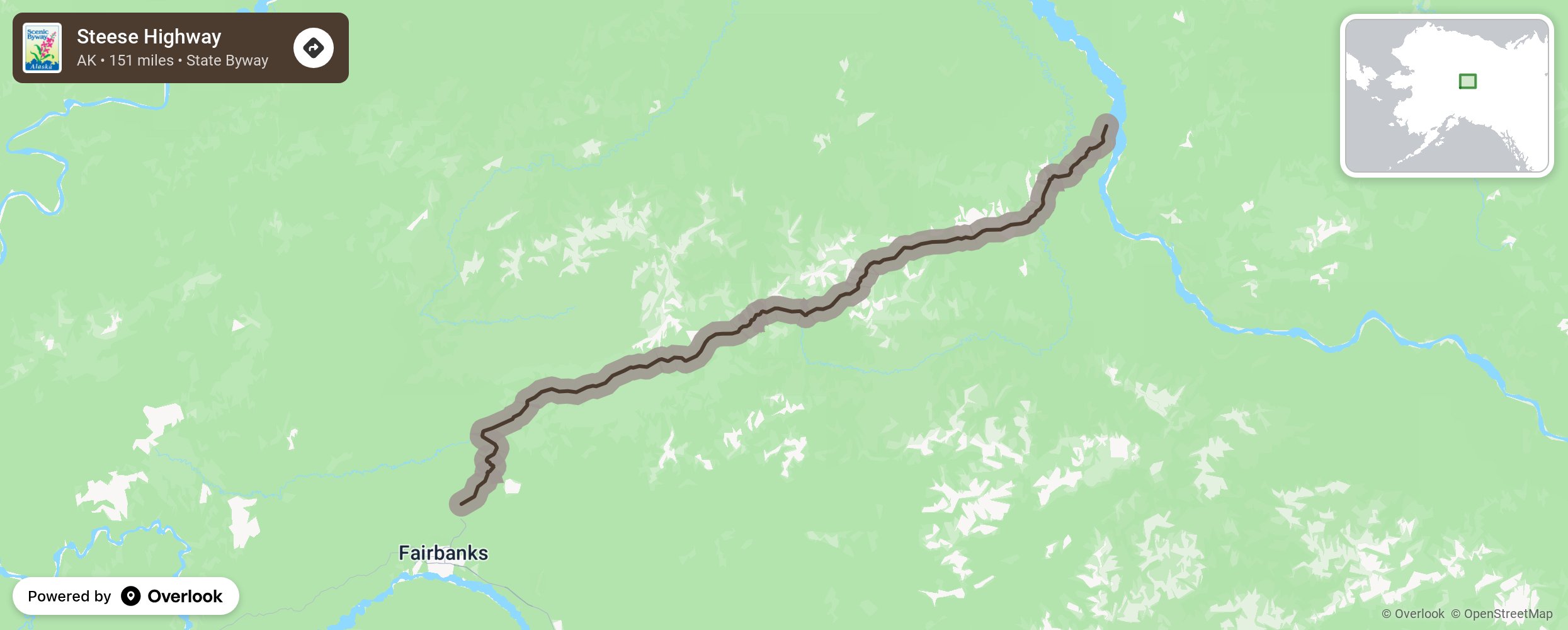 Map of Steese Highway - scenic route