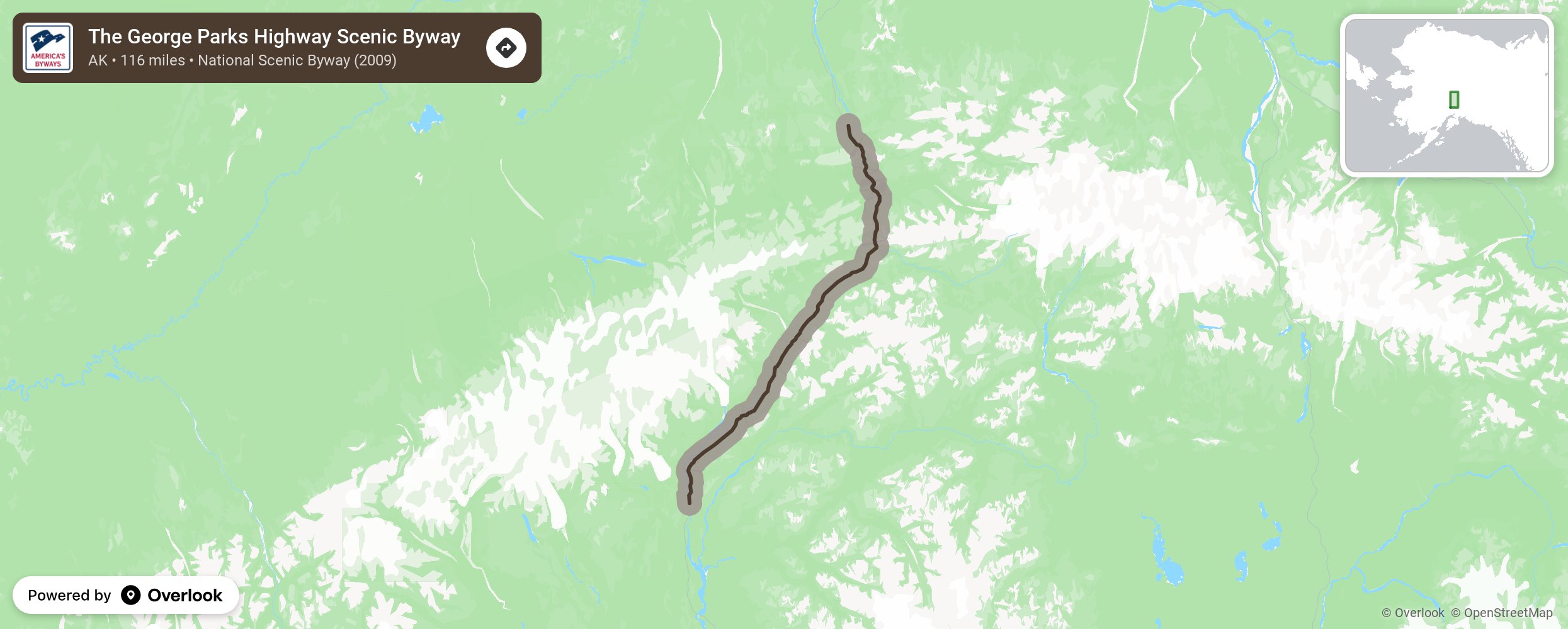 Map of The George Parks Highway Scenic Byway - scenic route