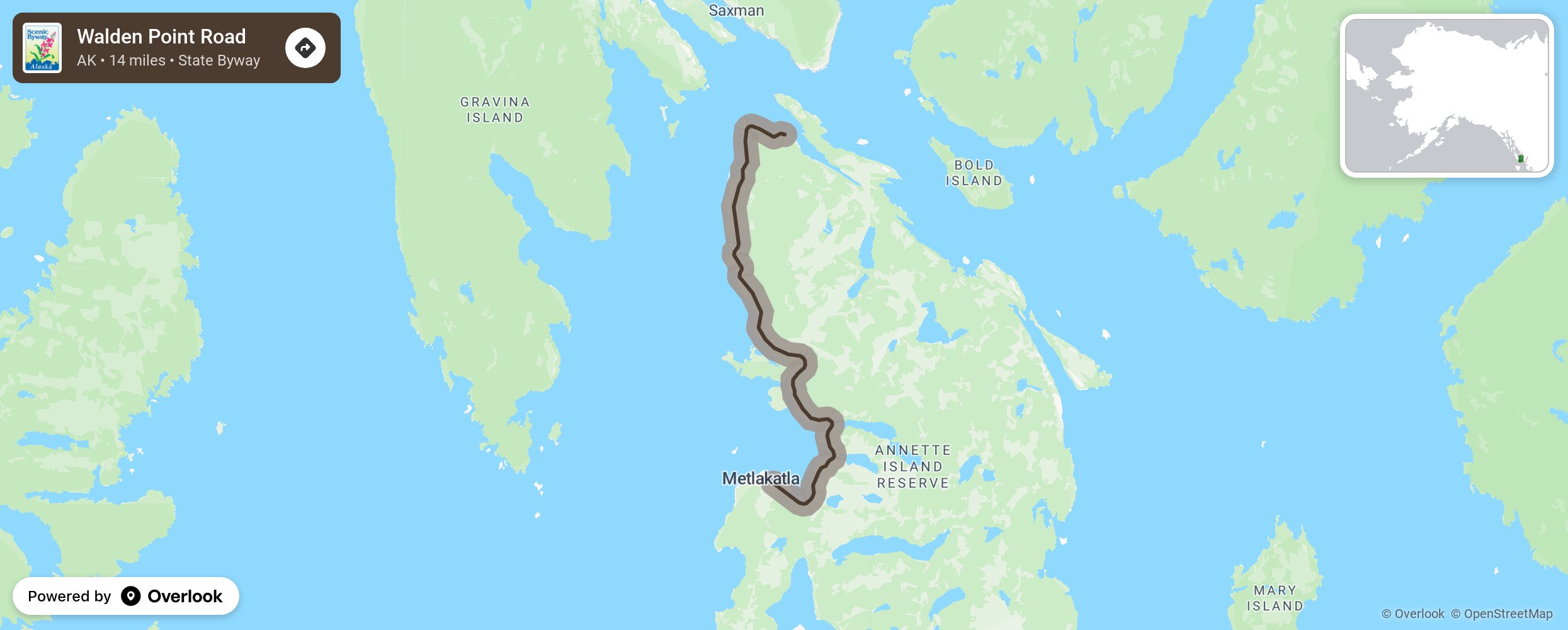 Map of Walden Point Road - scenic route