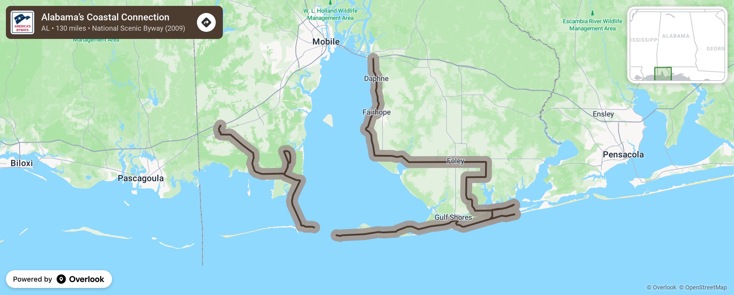 Map of Alabama’s Coastal Connection - scenic route