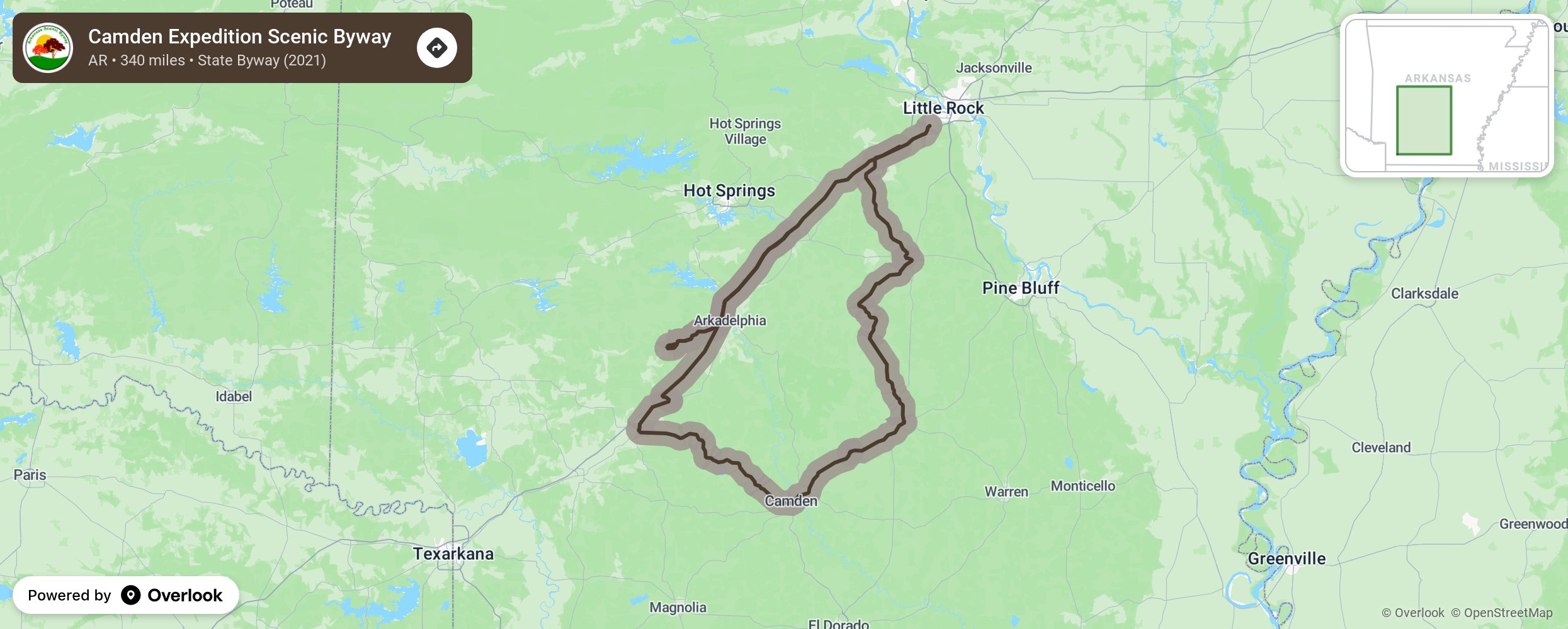 Map of Camden Expedition Scenic Byway - scenic route