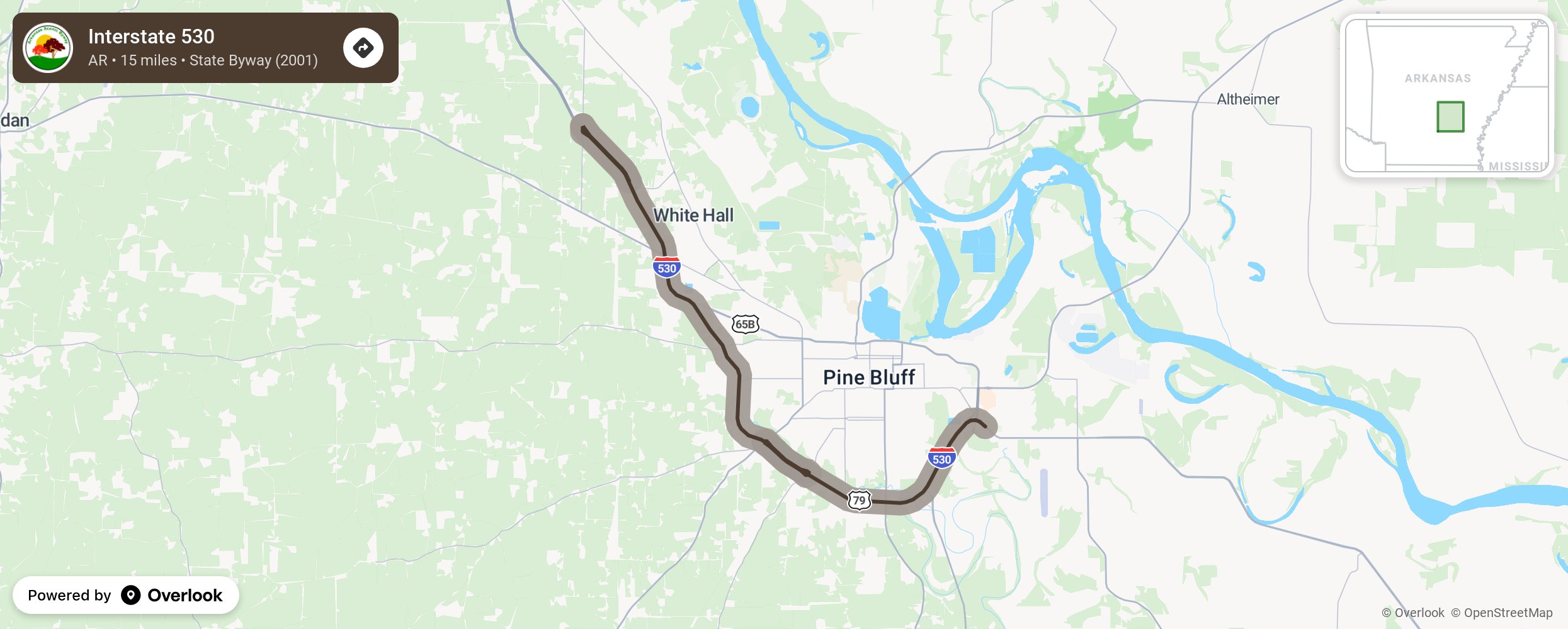 Map of Interstate 530 - scenic route