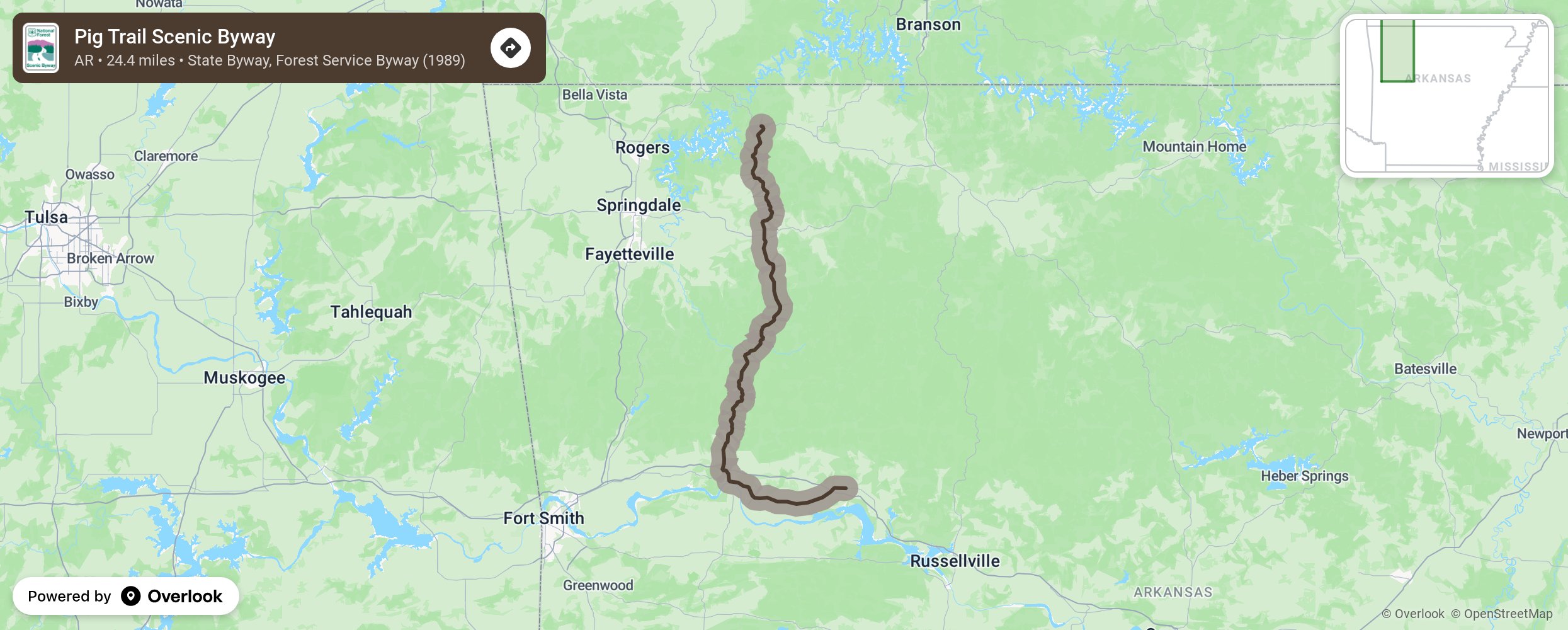 Map of Pig Trail Scenic Byway - scenic route