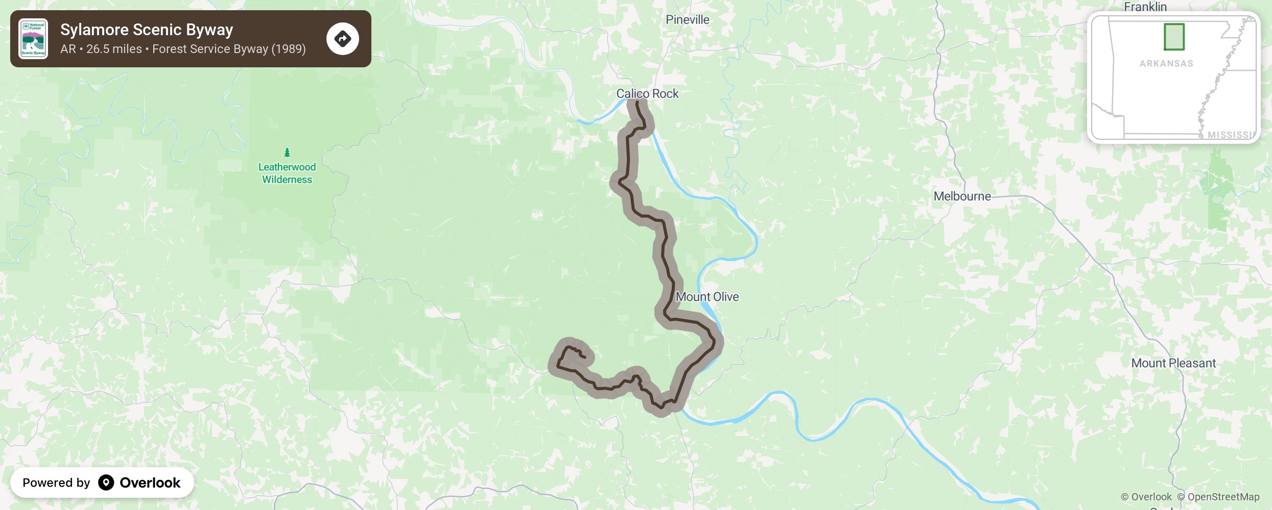 Map of Sylamore Scenic Byway - scenic route