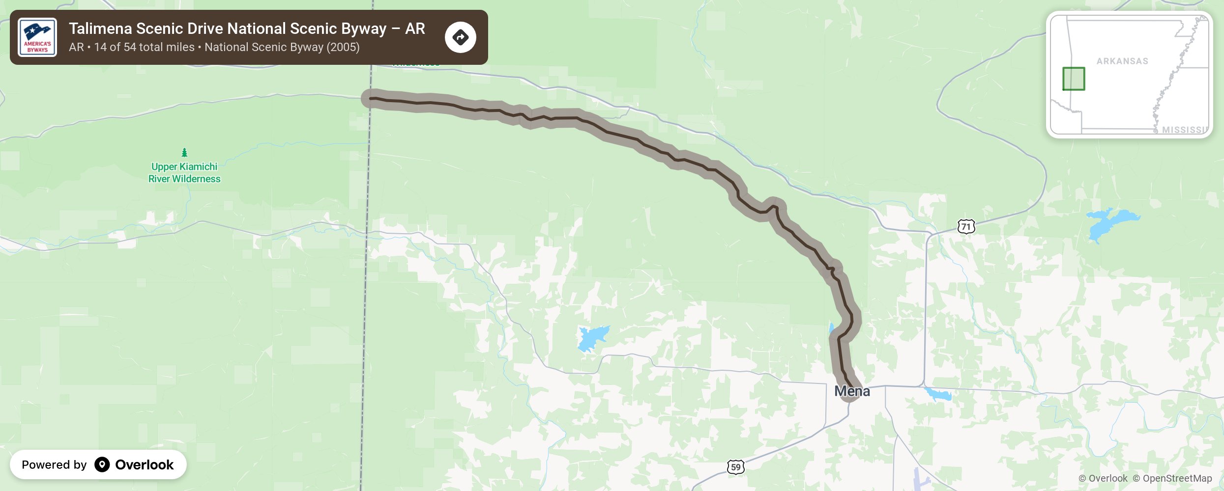 Map of Talimena Scenic Drive National Scenic Byway – AR - scenic route