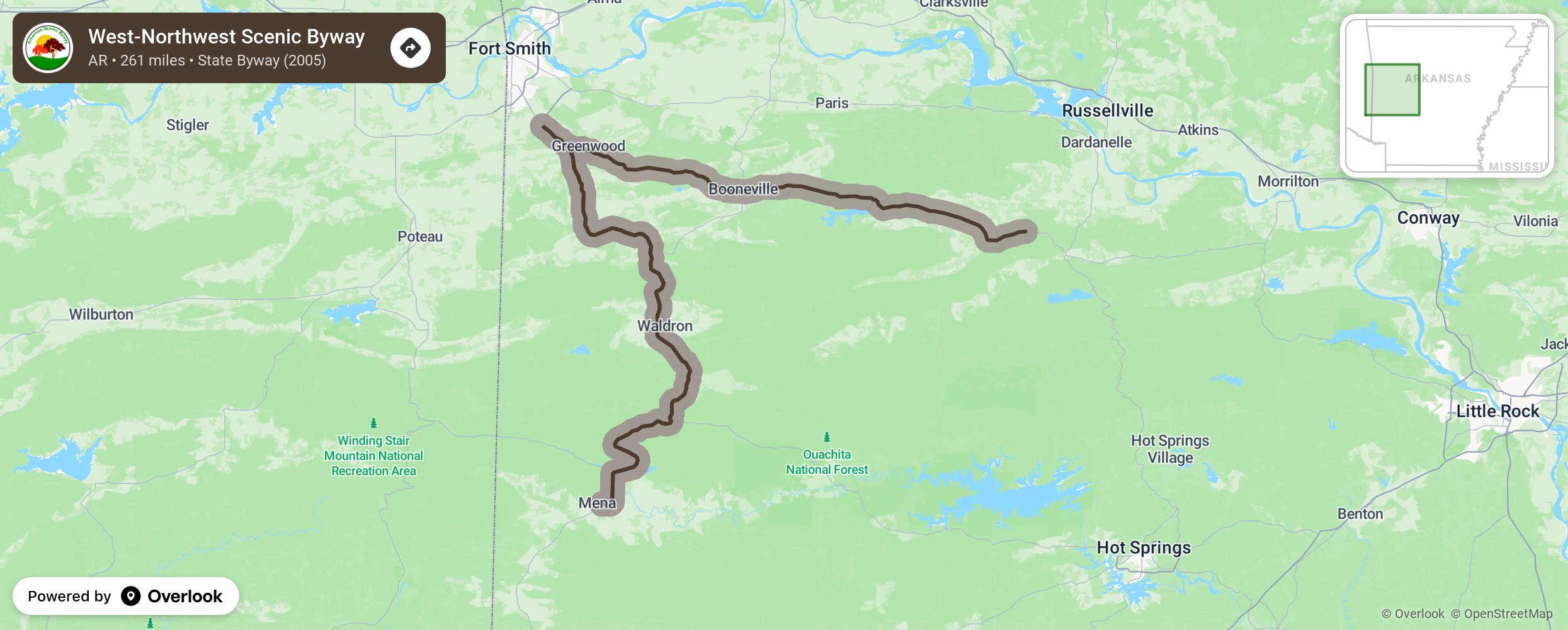 Map of West-Northwest Scenic Byway - scenic route