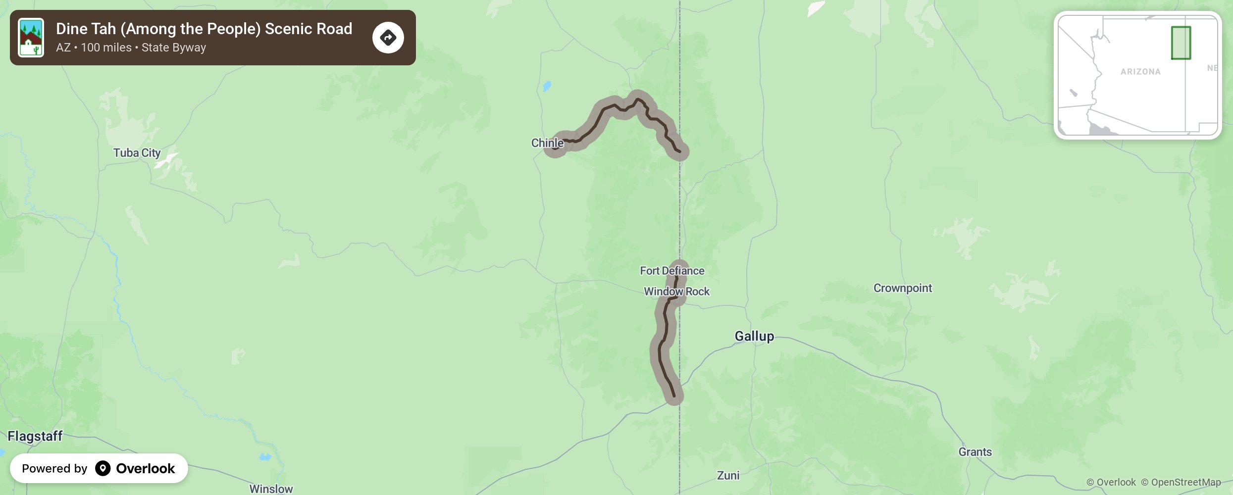 Map of Dine Tah (Among the People) Scenic Road - scenic route