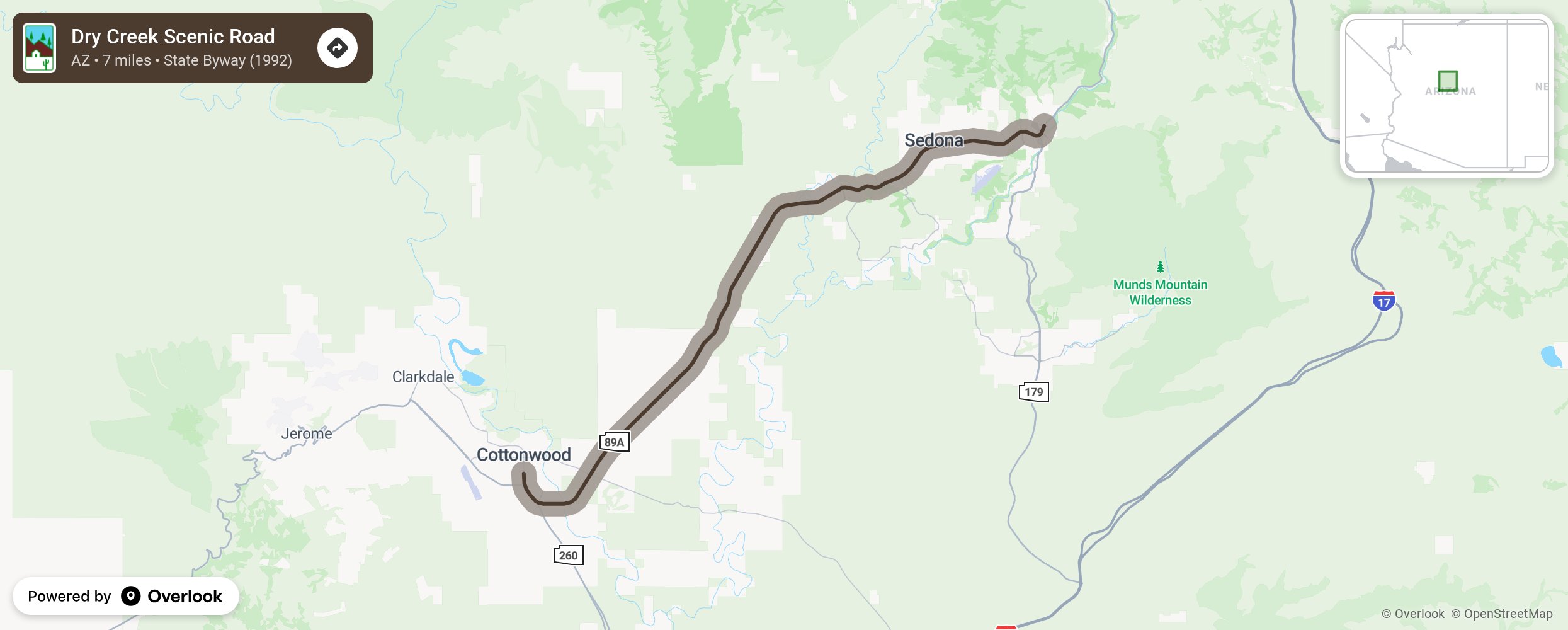 Map of Dry Creek Scenic Road - scenic route