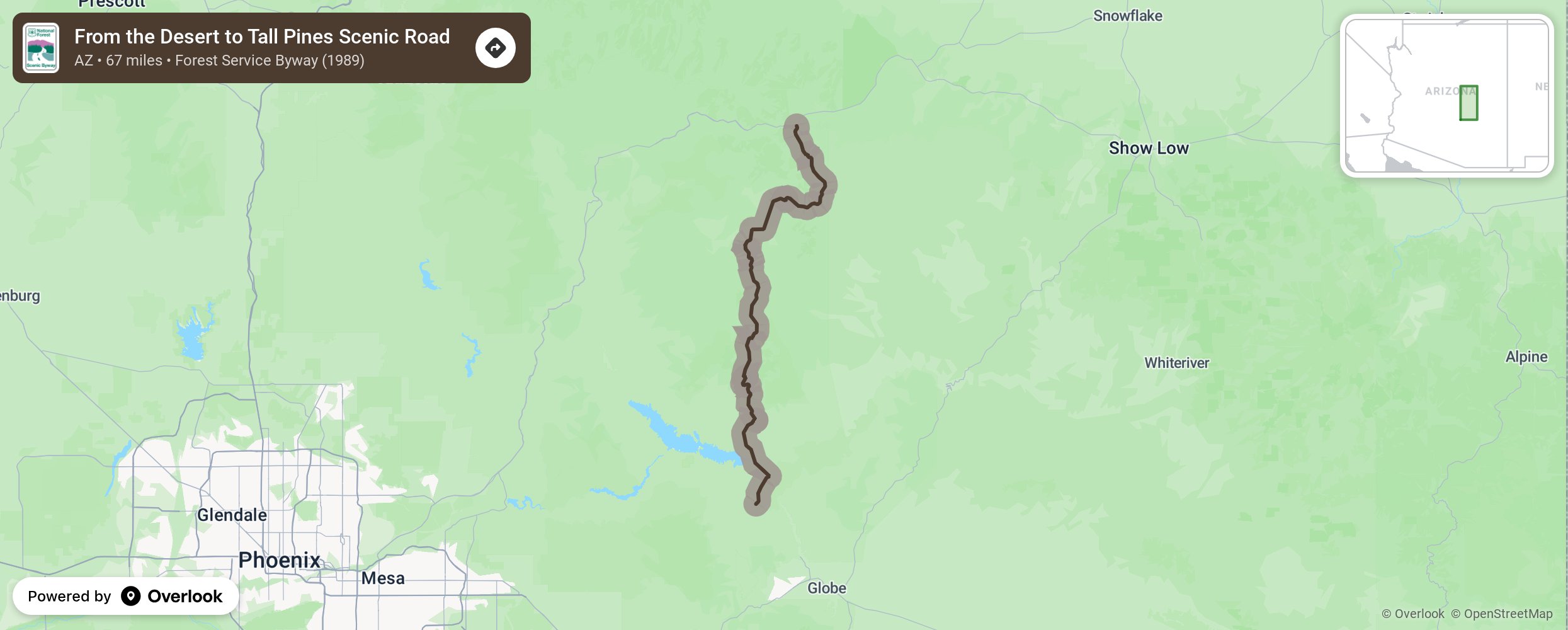 Map of From the Desert to Tall Pines Scenic Road - scenic route