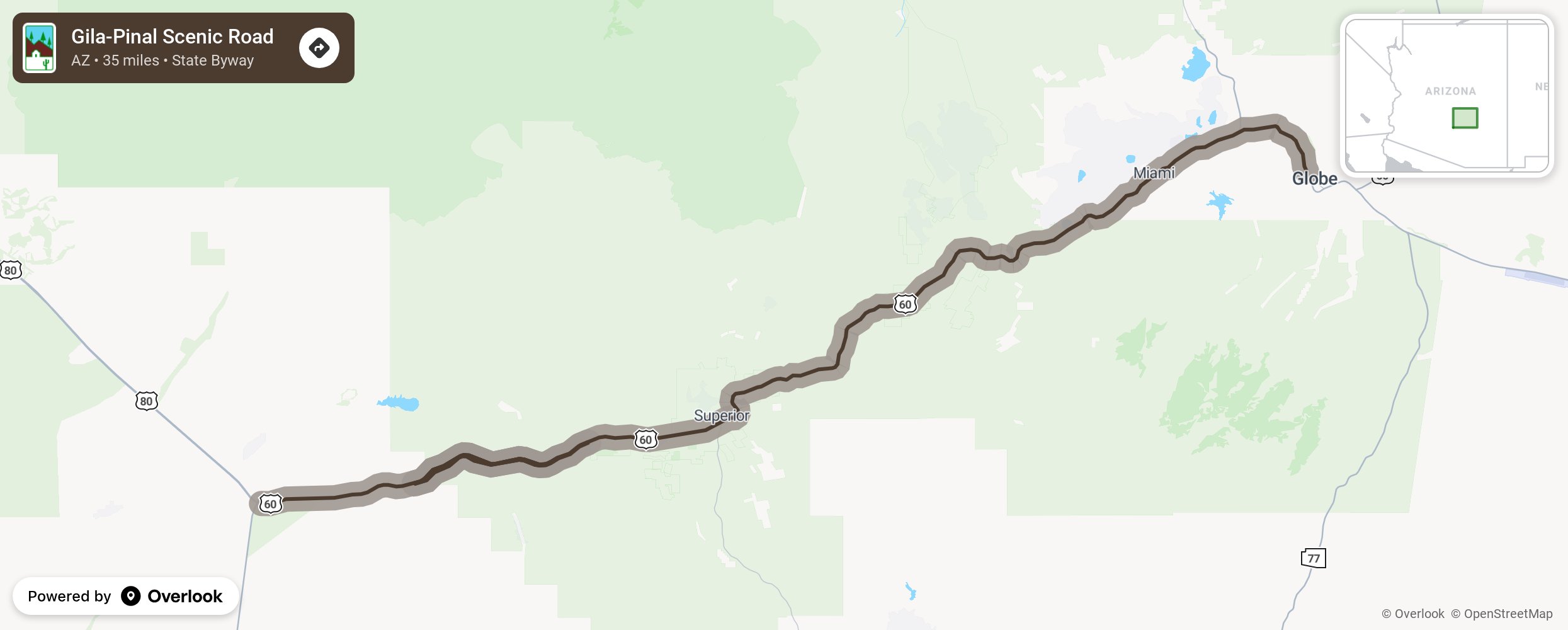 Map of Gila-Pinal Scenic Road - scenic route