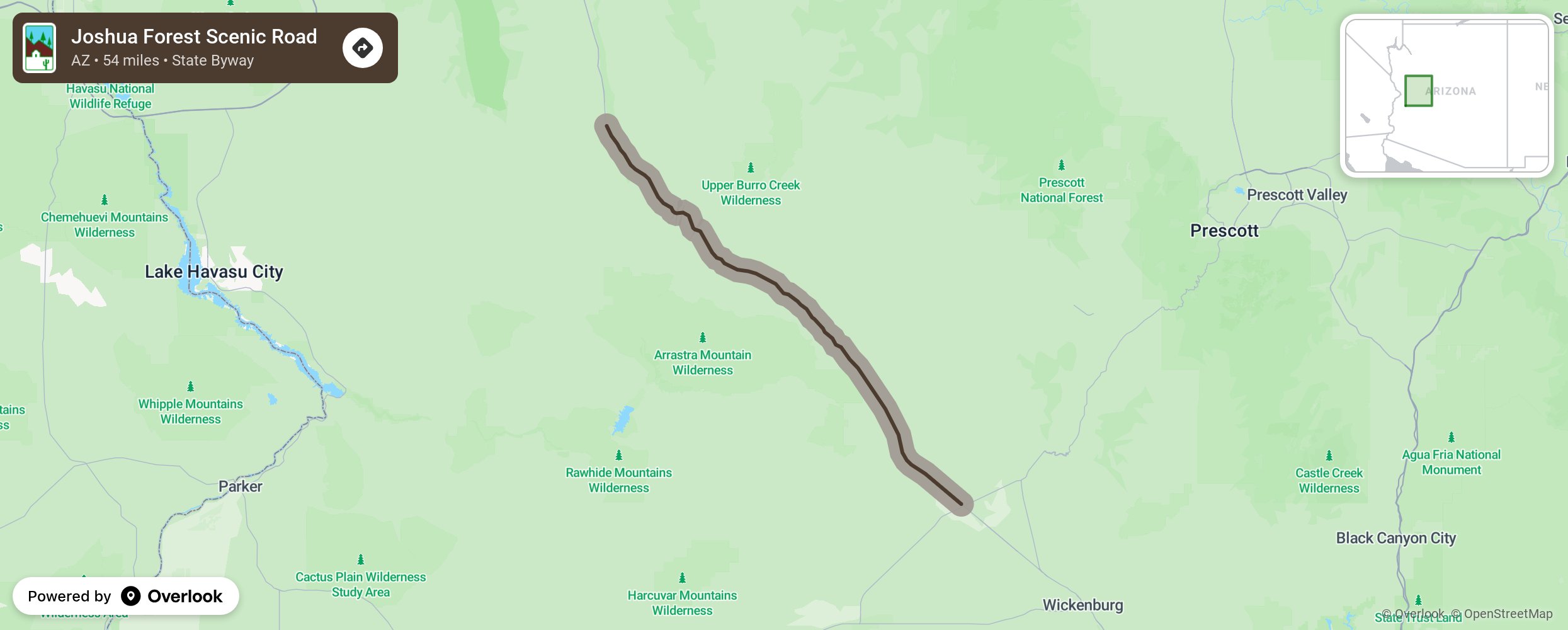 Map of Joshua Forest Scenic Road - scenic route