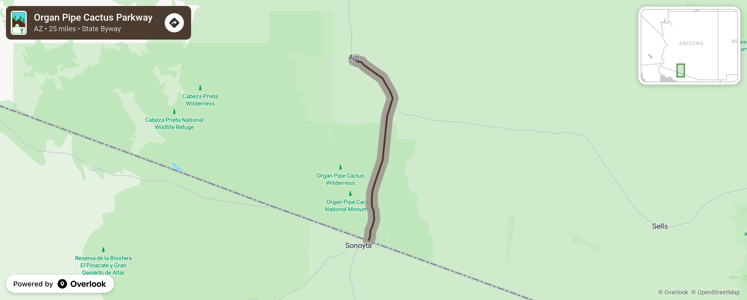 Map of Organ Pipe Cactus Parkway - scenic route