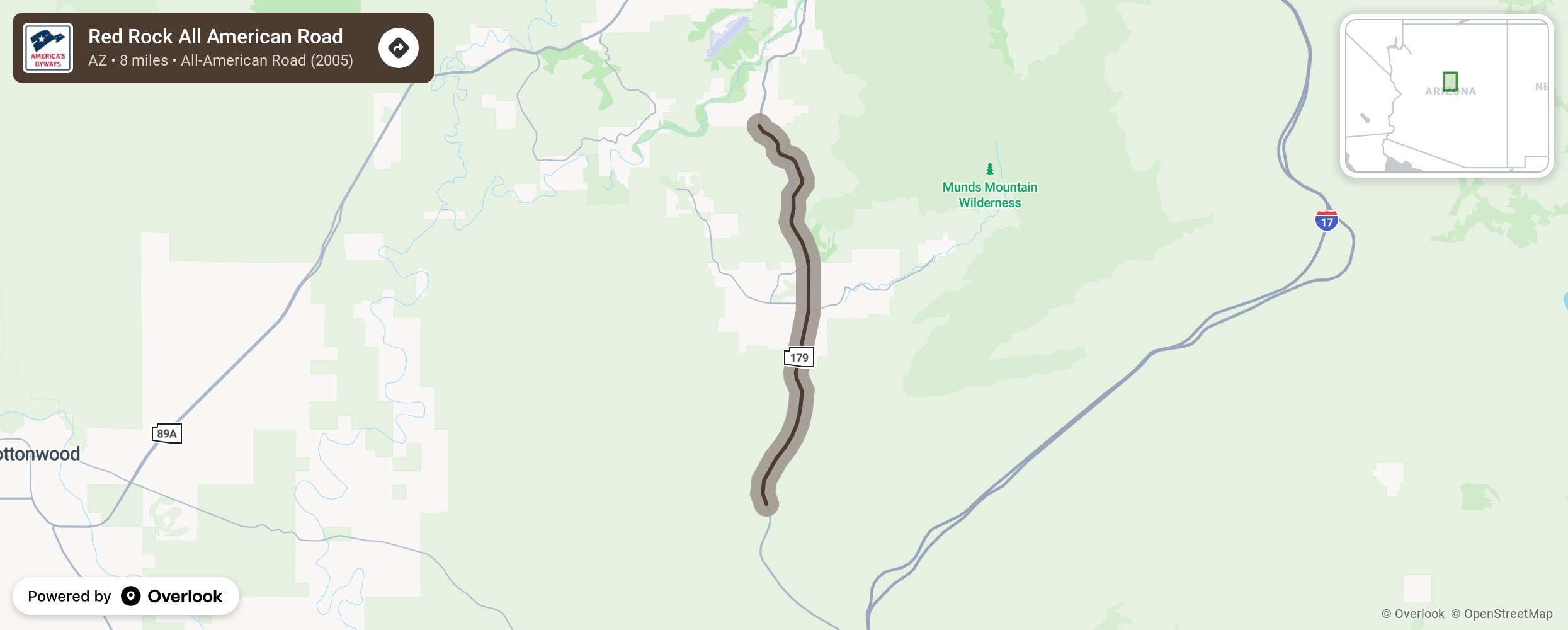 Map of Red Rock All American Road - scenic route