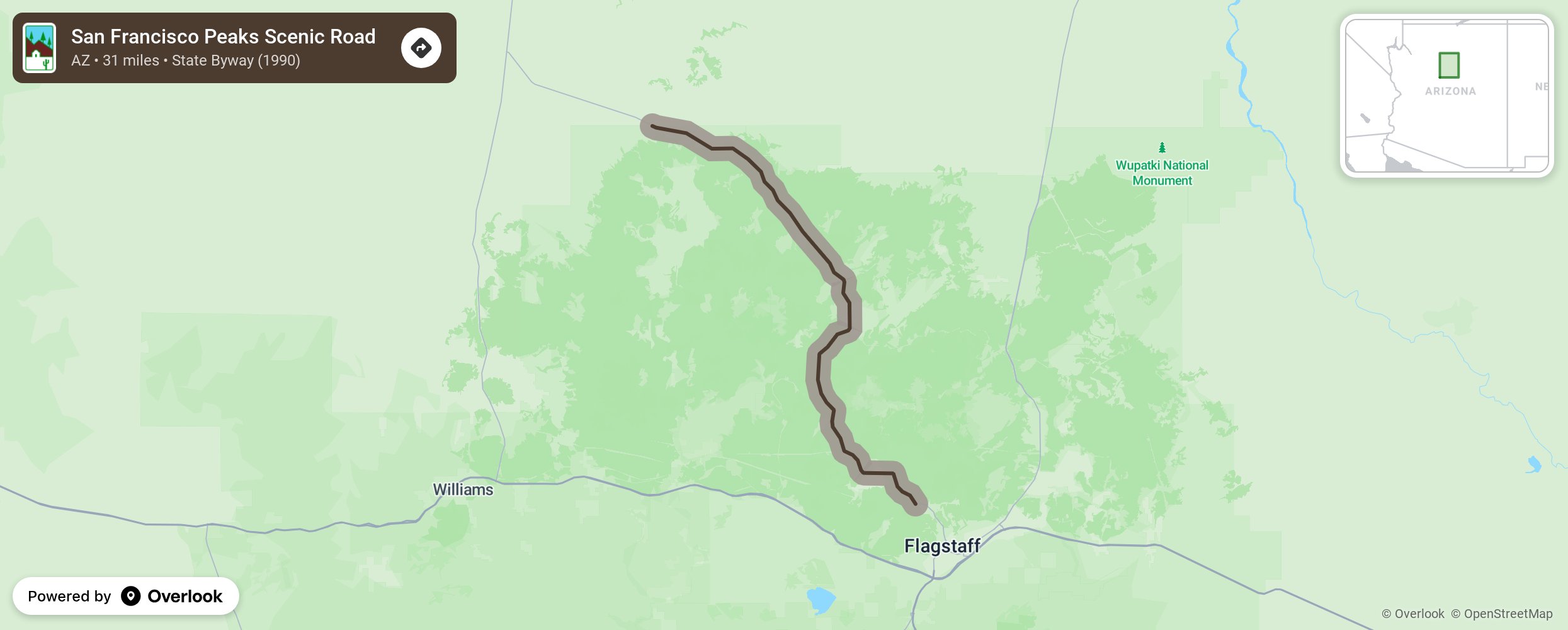 Map of San Francisco Peaks Scenic Road - scenic route