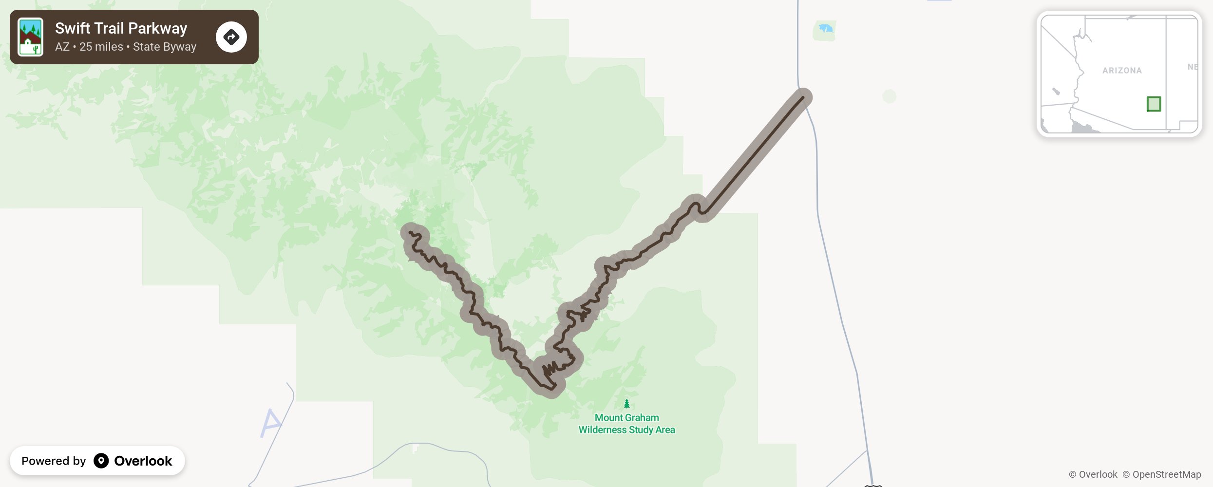 Map of Swift Trail Parkway - scenic route