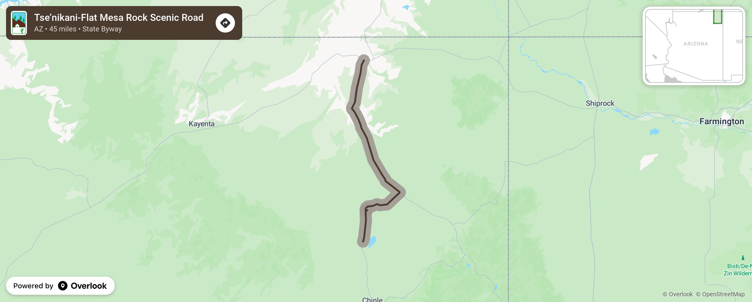 Map of Tse’nikani-Flat Mesa Rock Scenic Road - scenic route