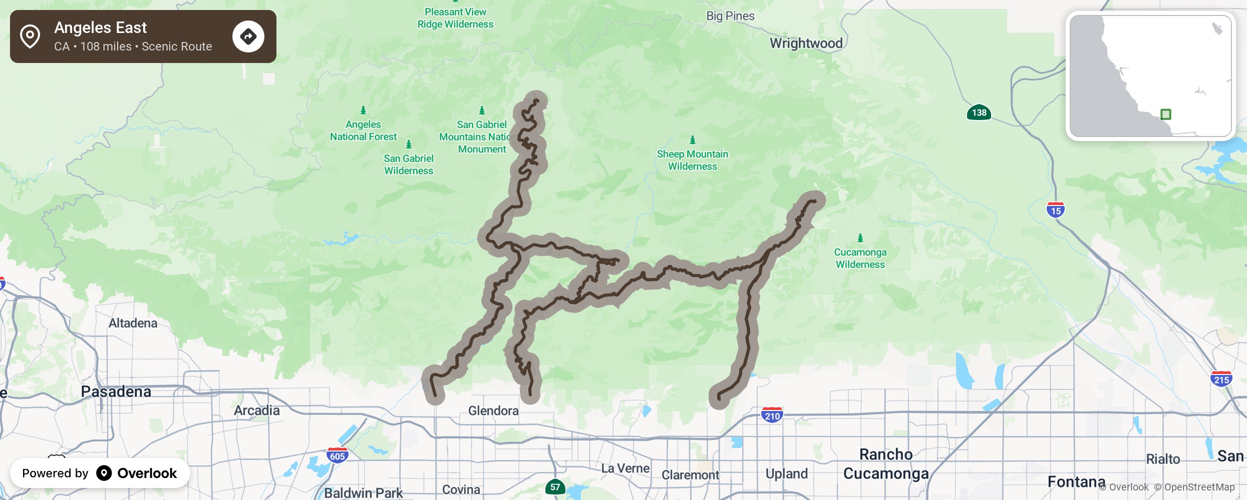 Map of Angeles East - scenic route