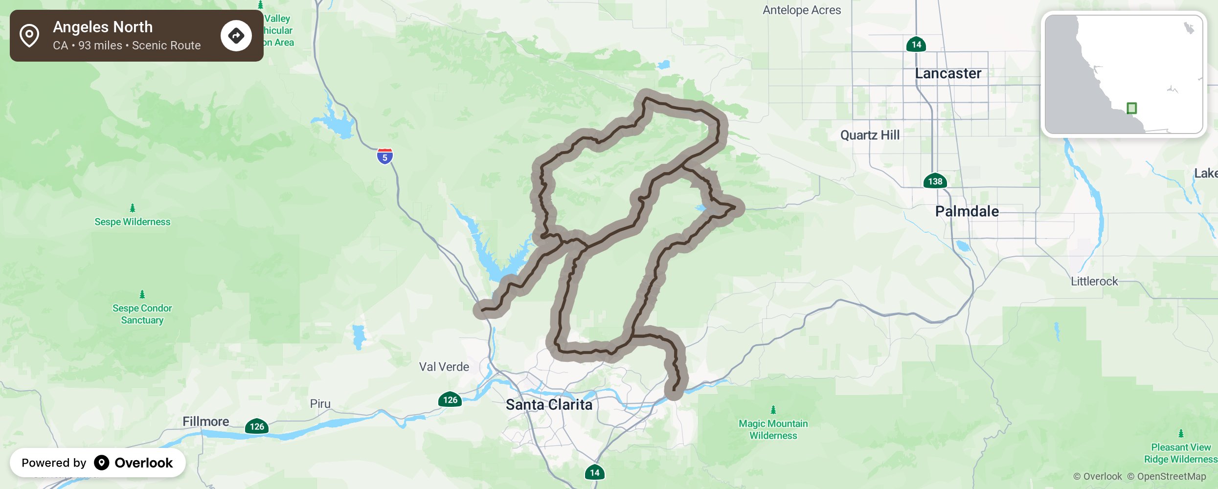 Map of Angeles North - scenic route