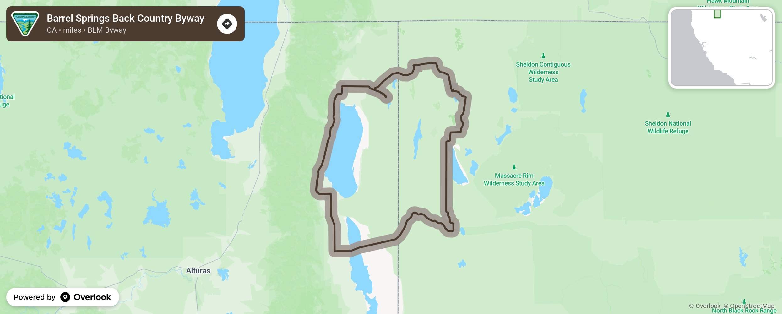 Map of Barrel Springs Back Country Byway - scenic route