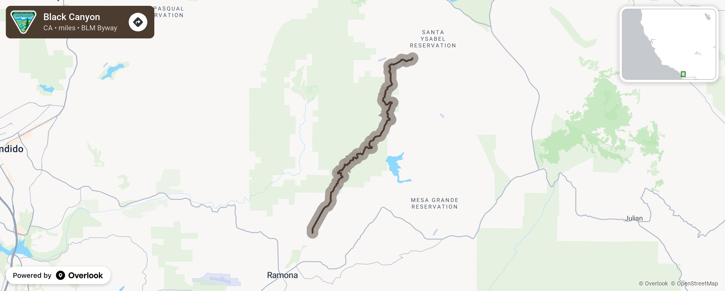 Map of Black Canyon - scenic route