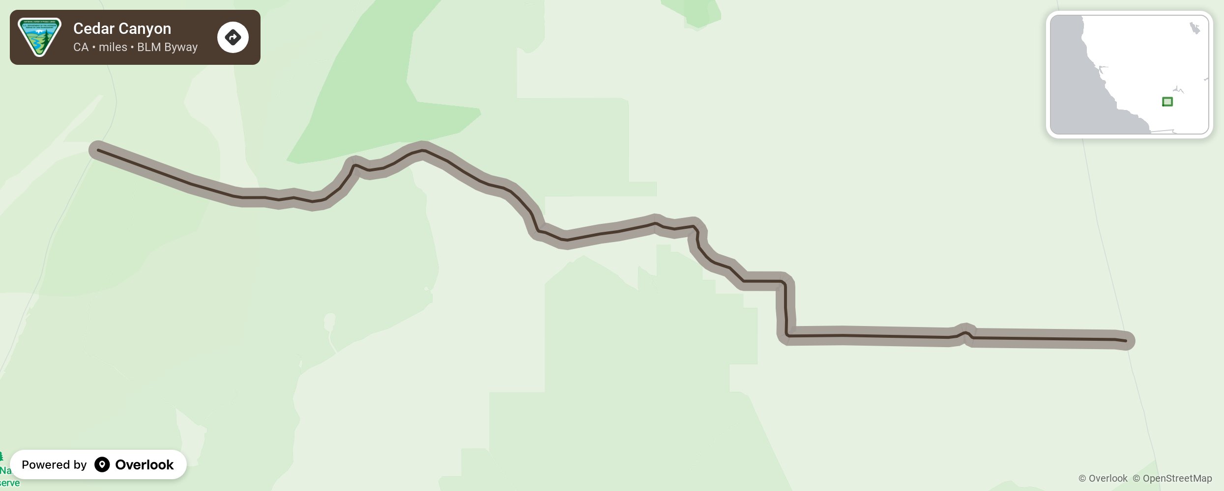 Map of Cedar Canyon - scenic route