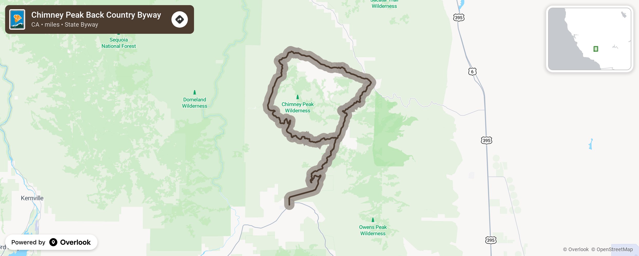 Map of Chimney Peak Back Country Byway - scenic route