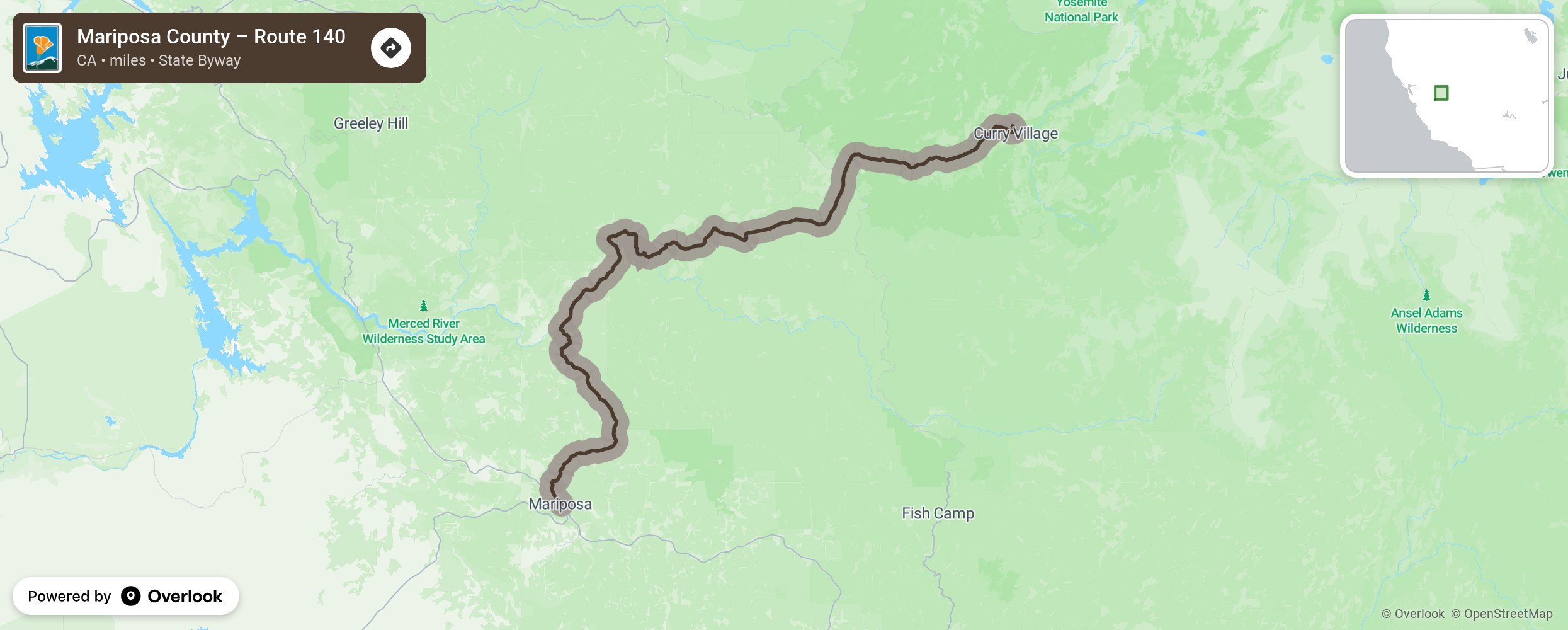 Map of Mariposa County – Route 140 - scenic route