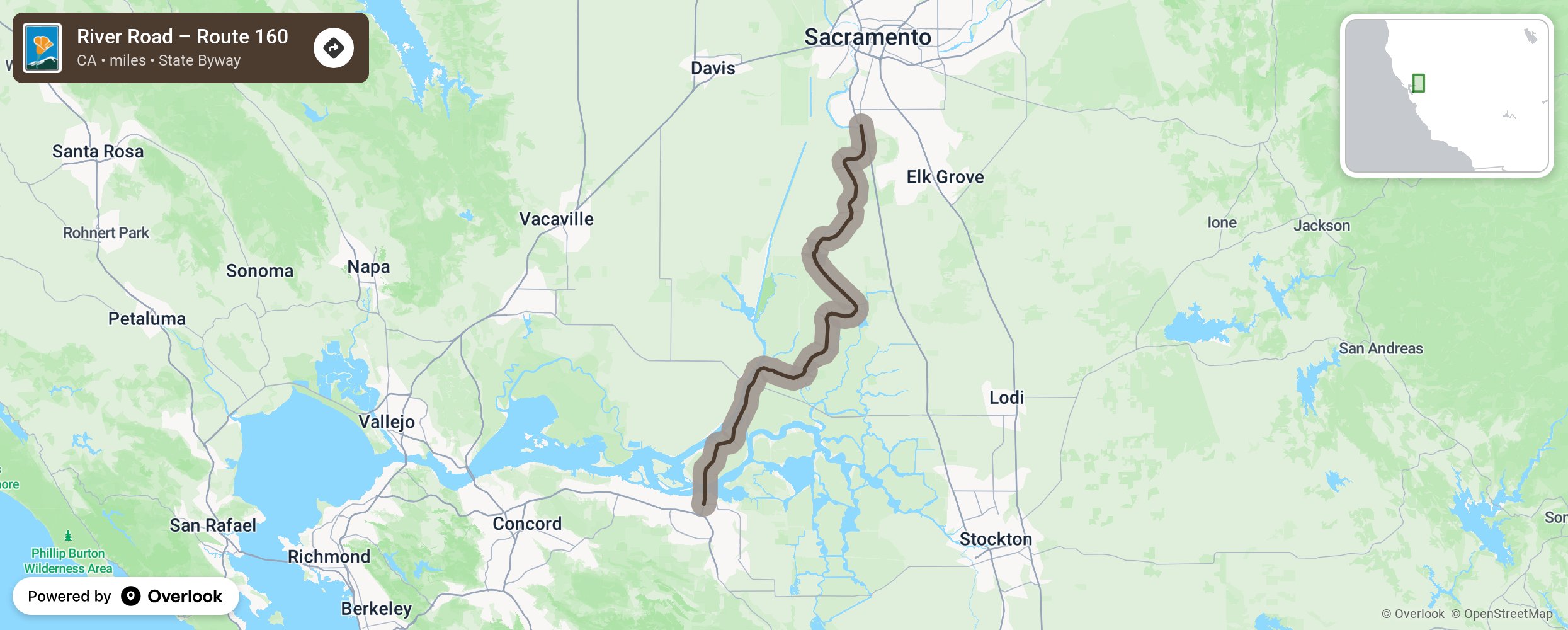 Map of River Road – Route 160 - scenic route