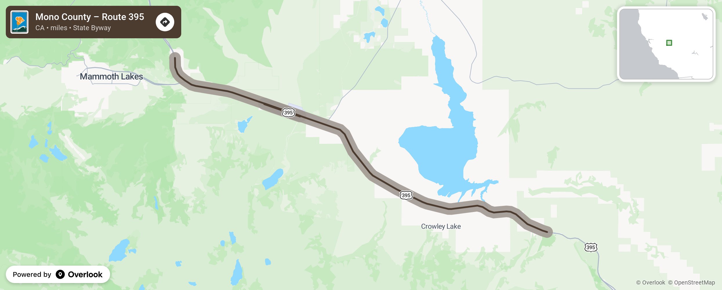 Map of Mono County – Route 395 - scenic route