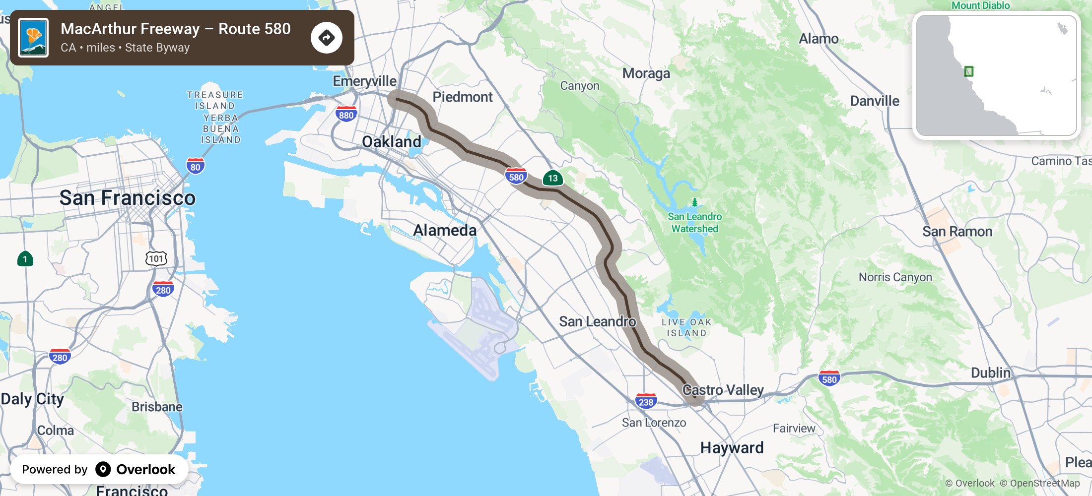 MacArthur Freeway – Route 580 - America's Scenic Byways - Overlook Maps