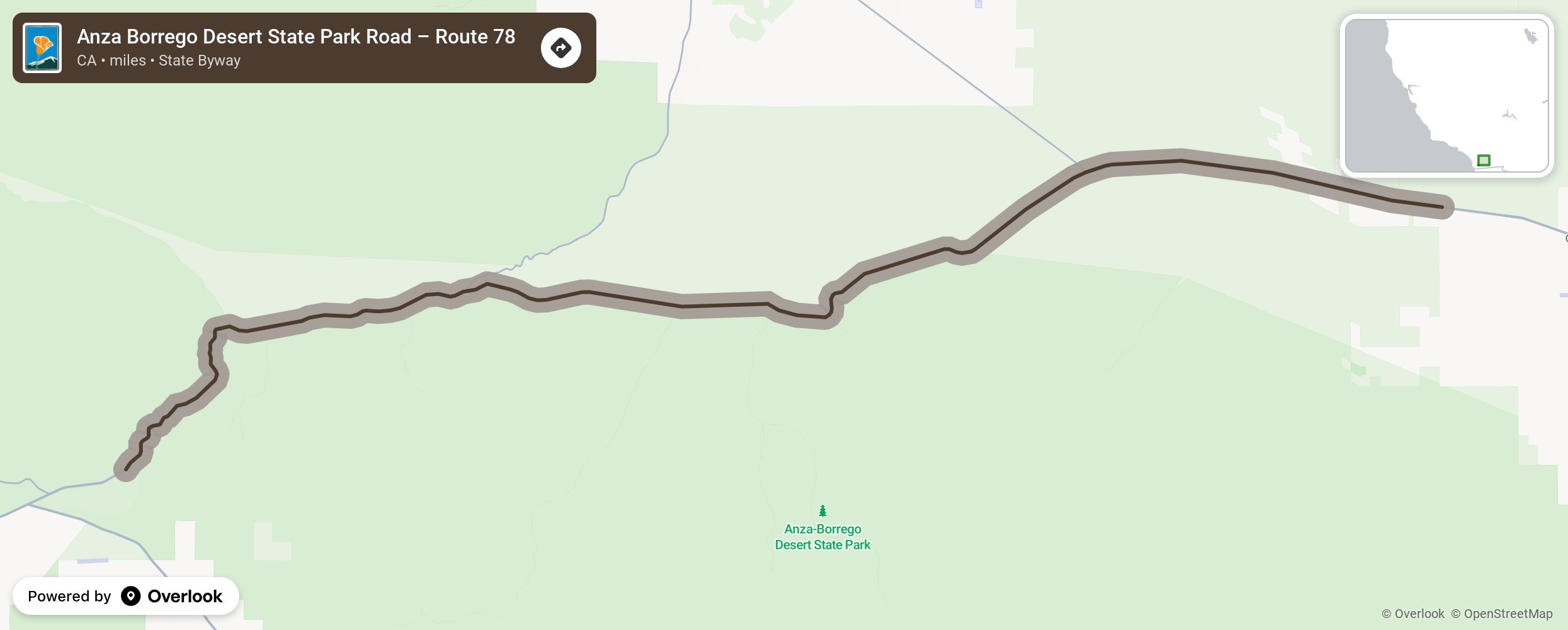 Map of Anza Borrego Desert State Park Road – Route 78 - scenic route