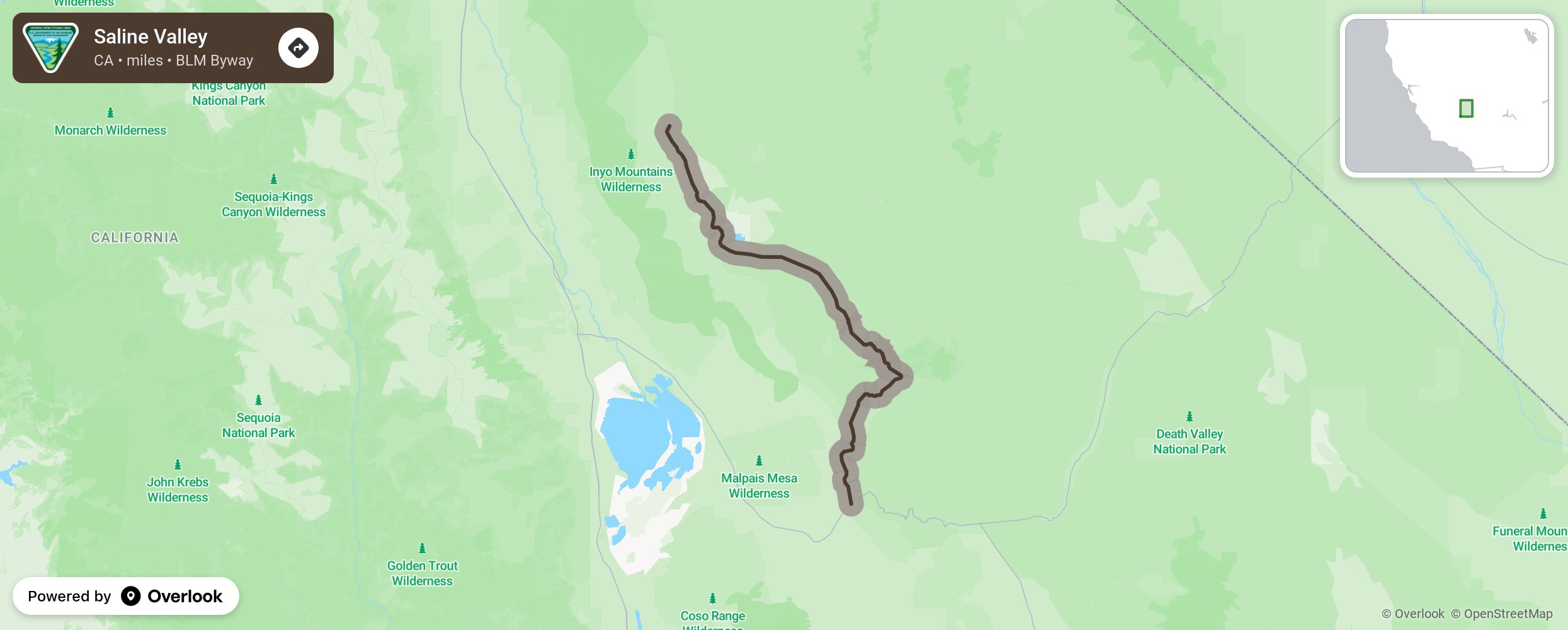 Map of Saline Valley - scenic route