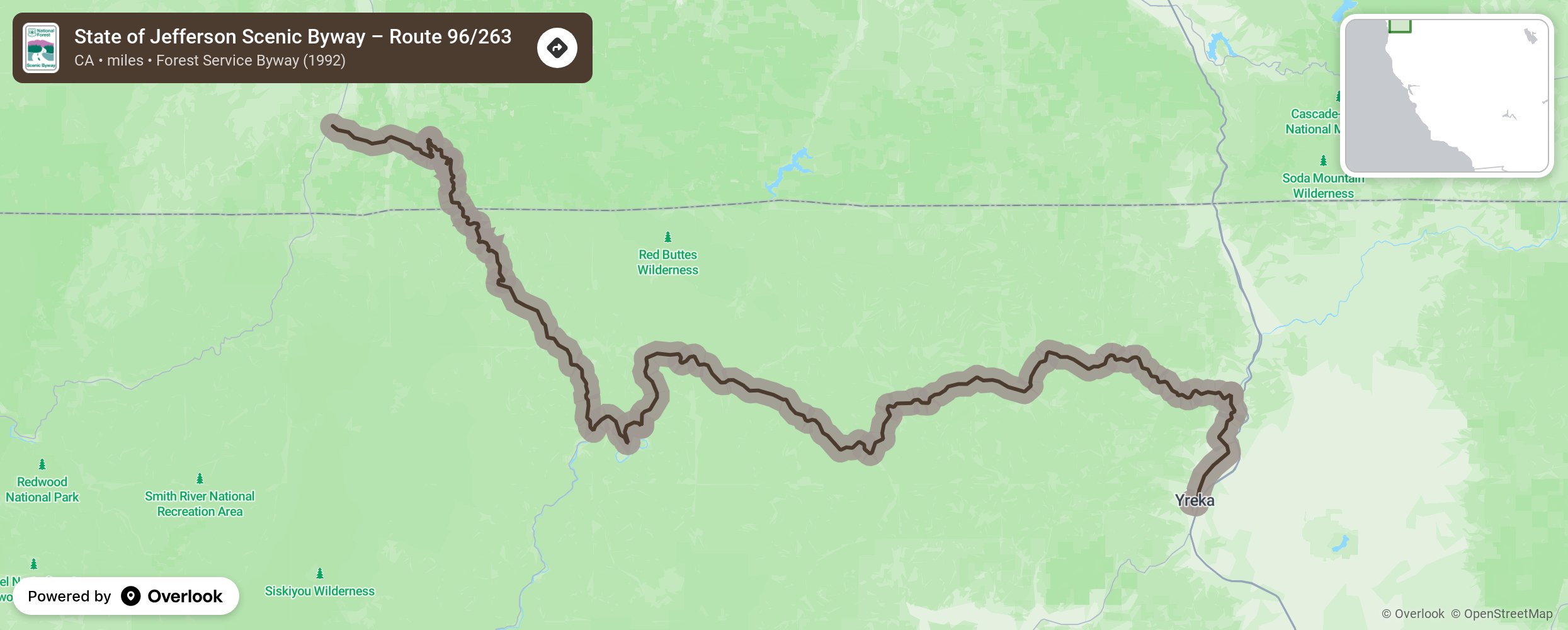 Map of State of Jefferson Scenic Byway – Route 96/263 - scenic route