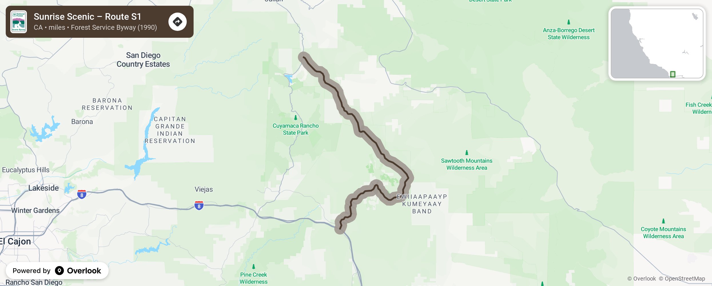 Map of Sunrise Scenic – Route S1 - scenic route