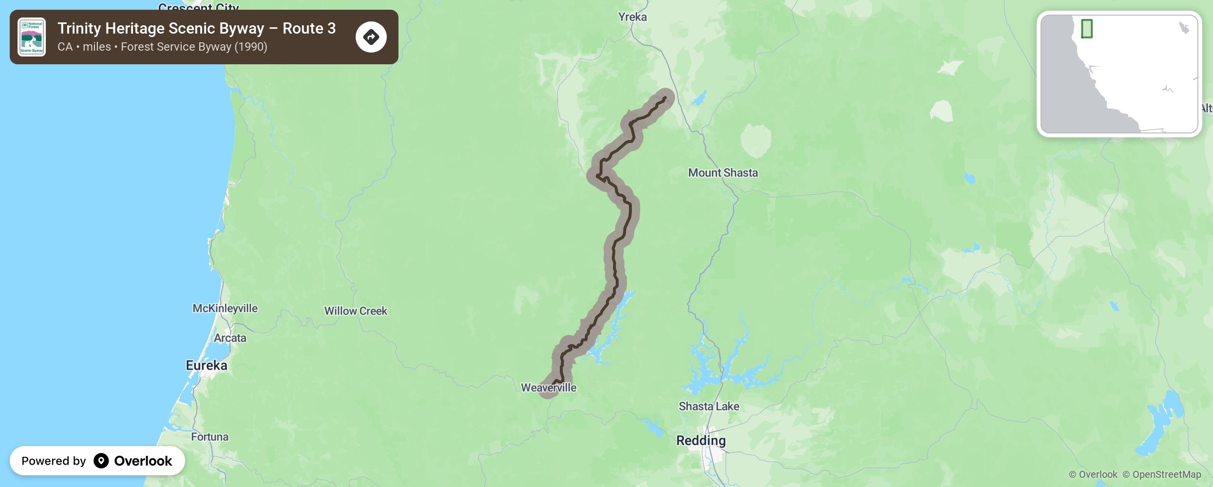 Map of Trinity Heritage Scenic Byway – Route 3 - scenic route