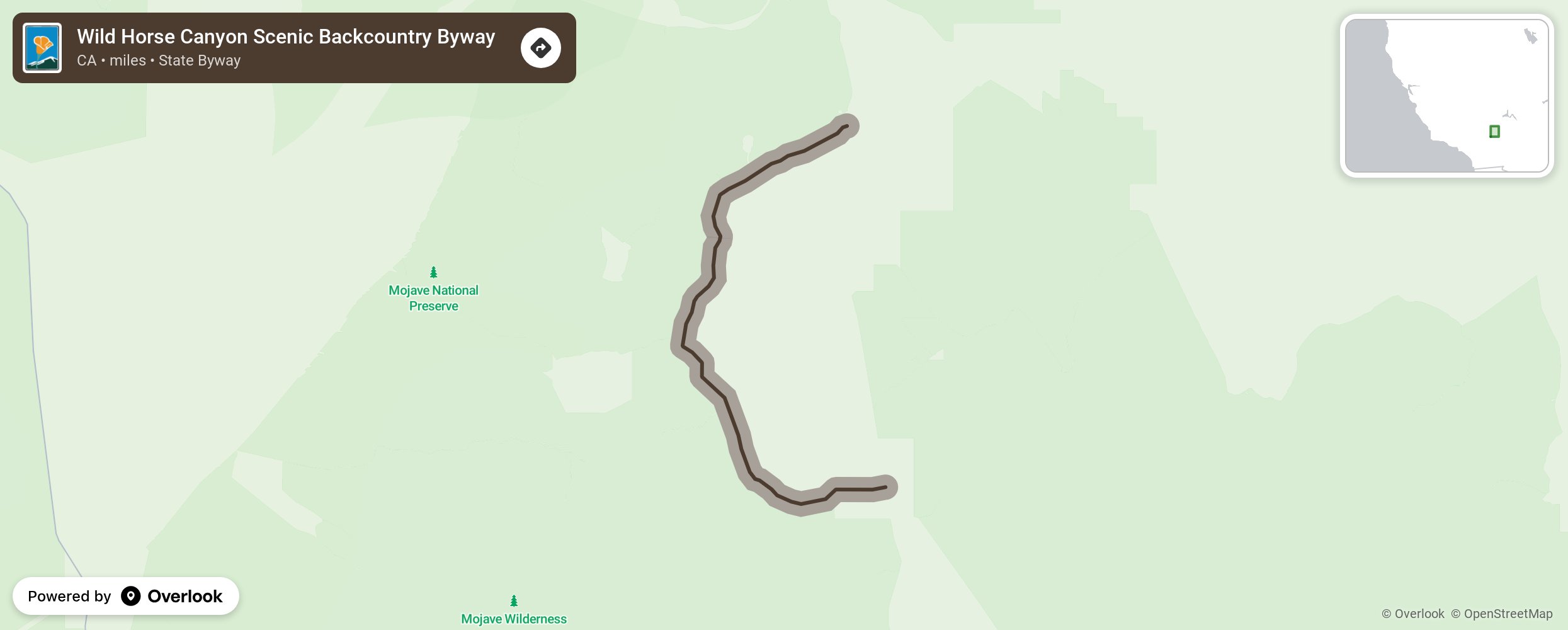 Map of Wild Horse Canyon Scenic Backcountry Byway - scenic route