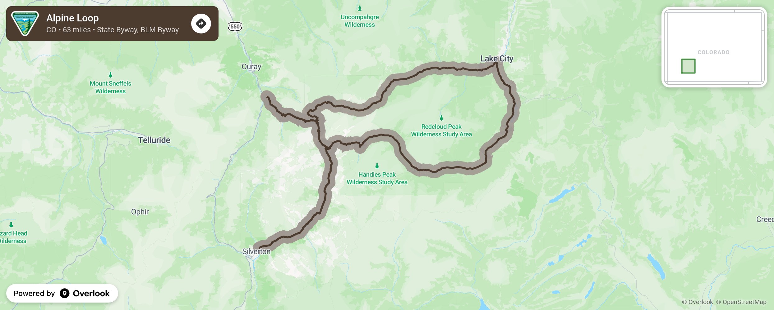 Map of Alpine Loop - scenic route