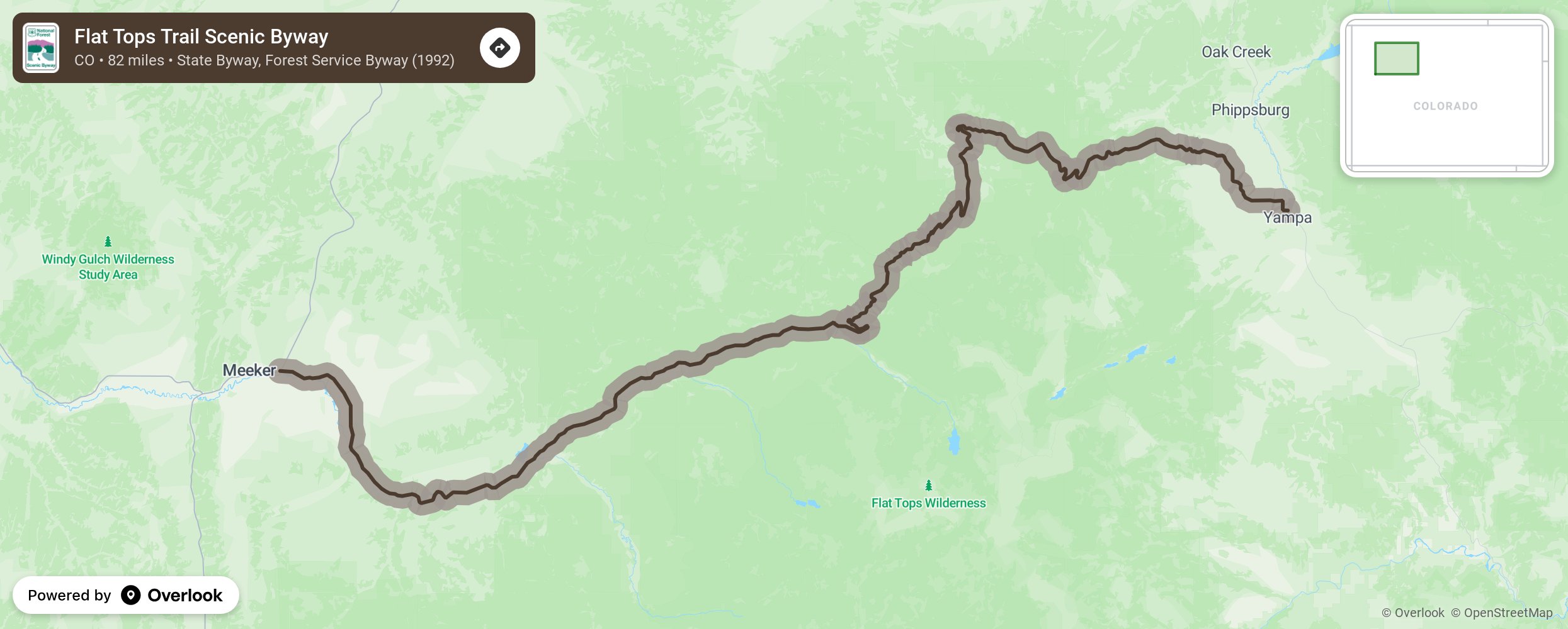 Map of Flat Tops Trail Scenic Byway - scenic route