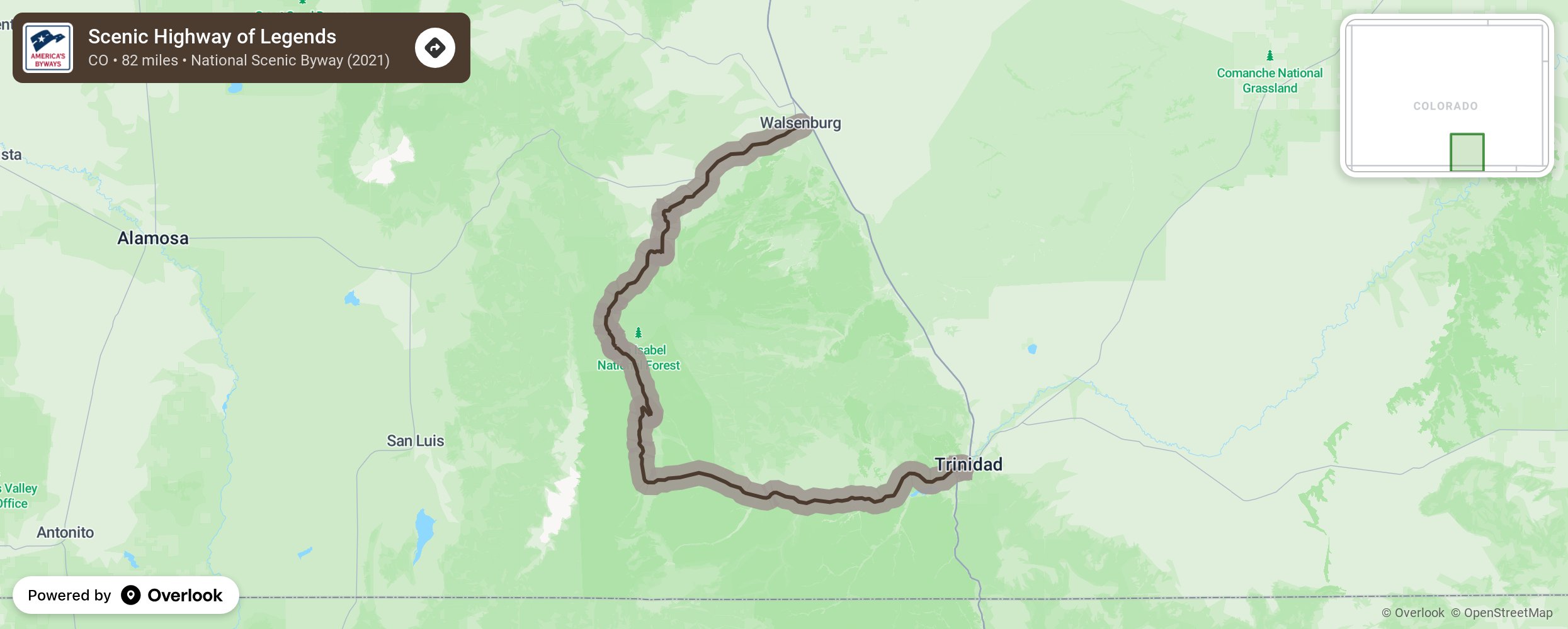 Map of Scenic Highway of Legends - scenic route