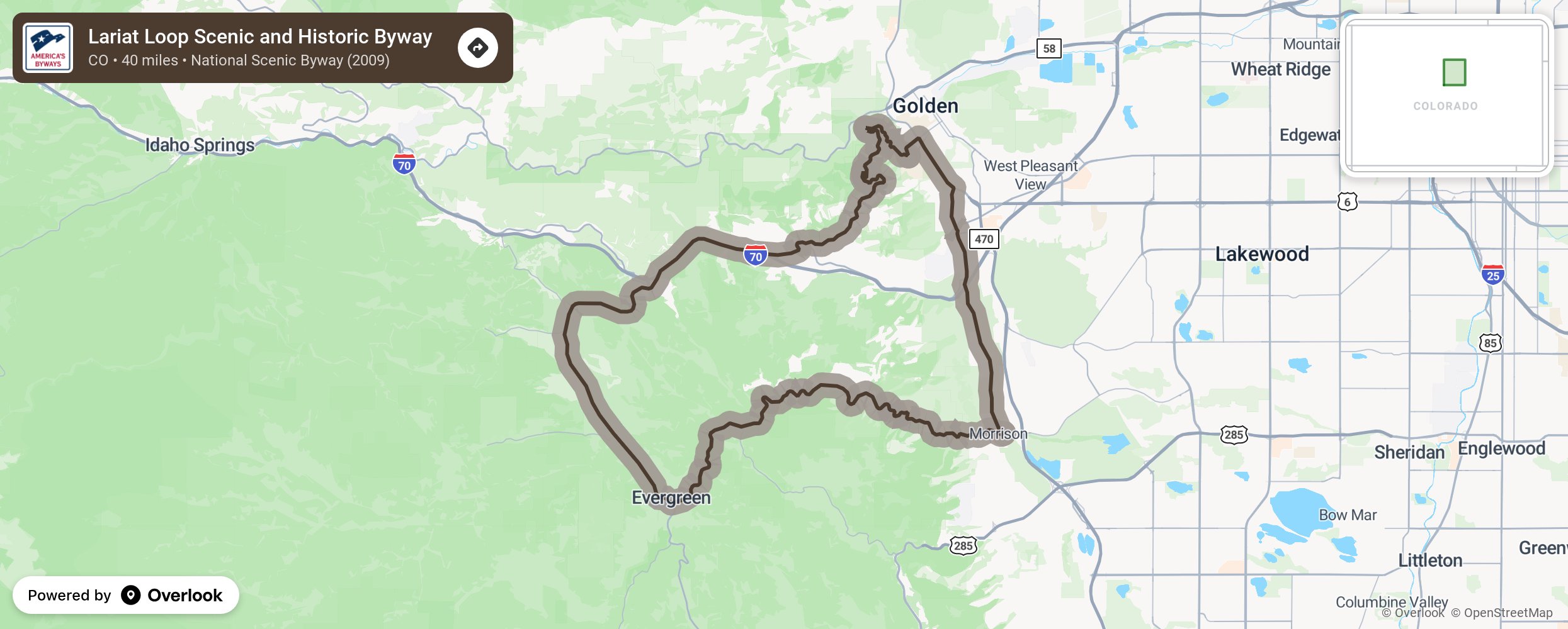 Map of Lariat Loop Scenic and Historic Byway - scenic route