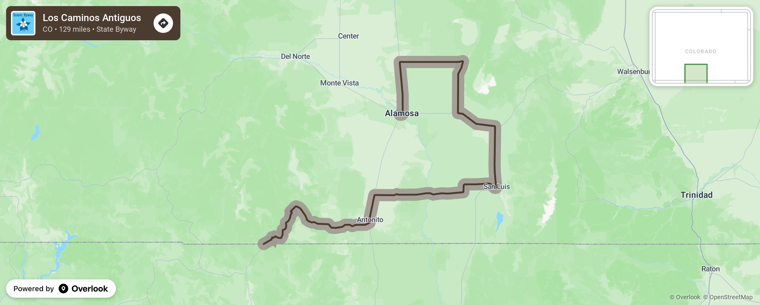 Map of Los Caminos Antiguos - scenic route