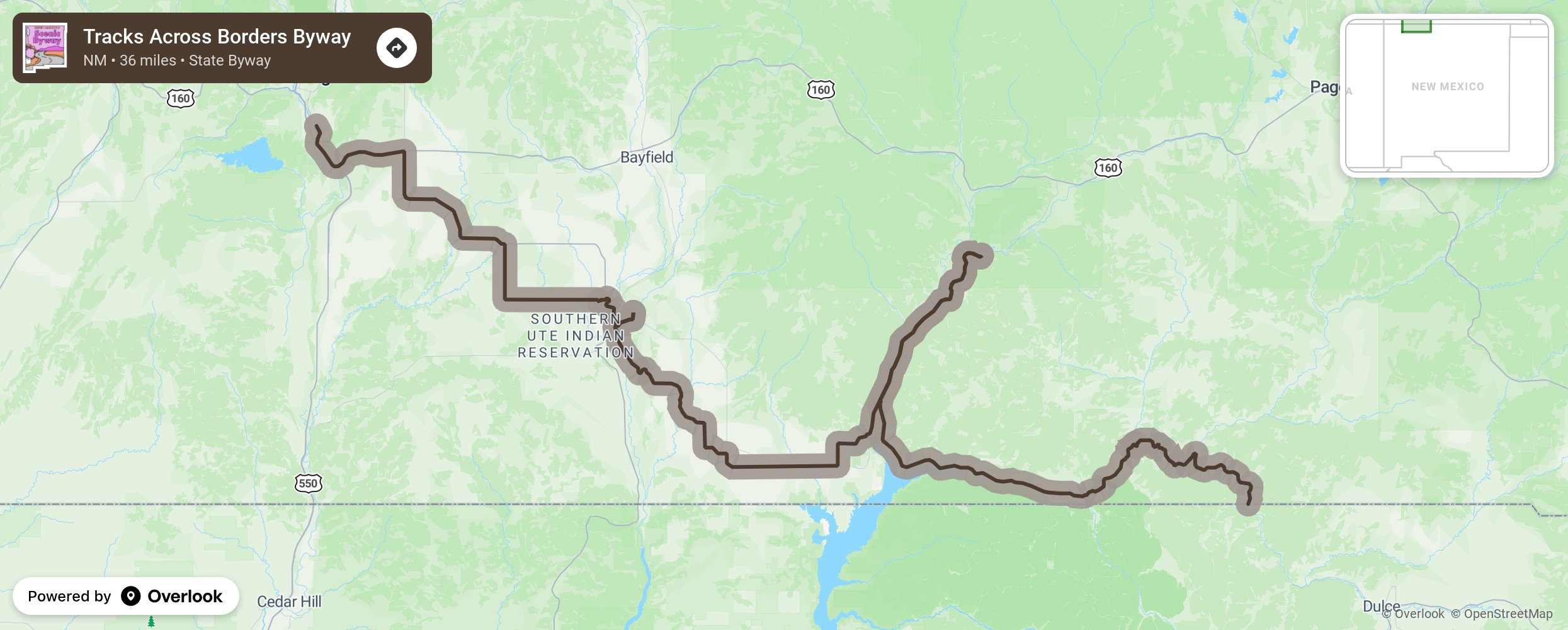 Map of Tracks Across Borders Byway - scenic route