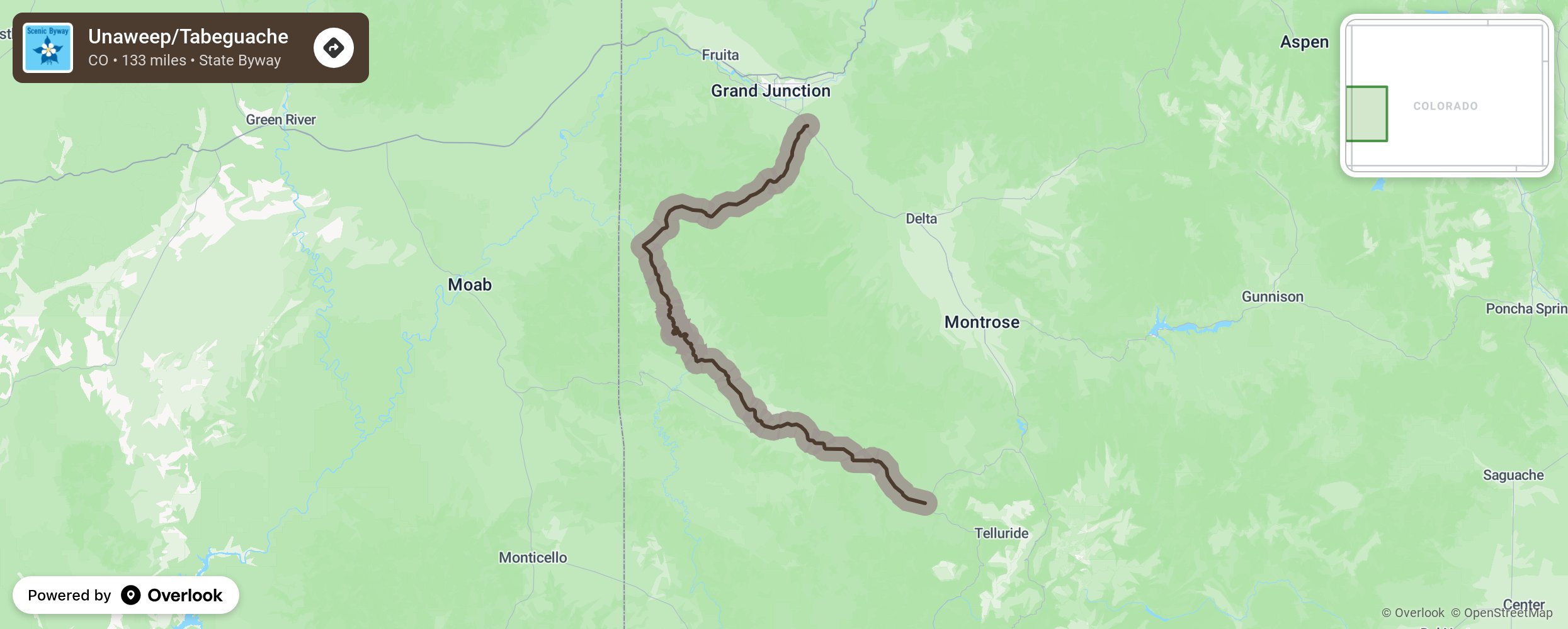 Map of Unaweep/Tabeguache - scenic route