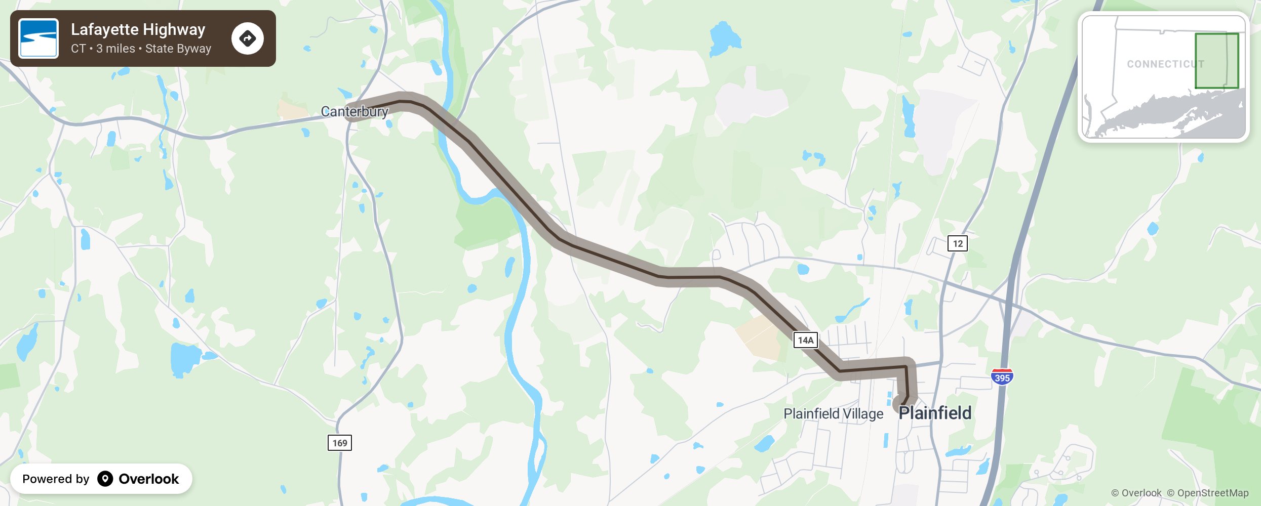 Map of Lafayette Highway - scenic route