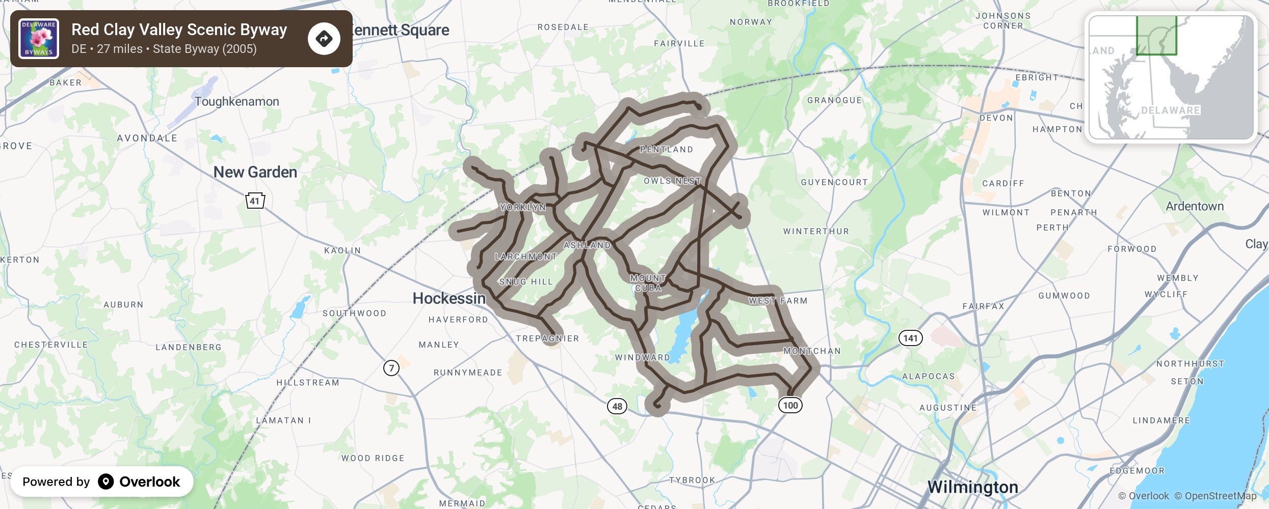 Map of Red Clay Valley Scenic Byway - scenic route